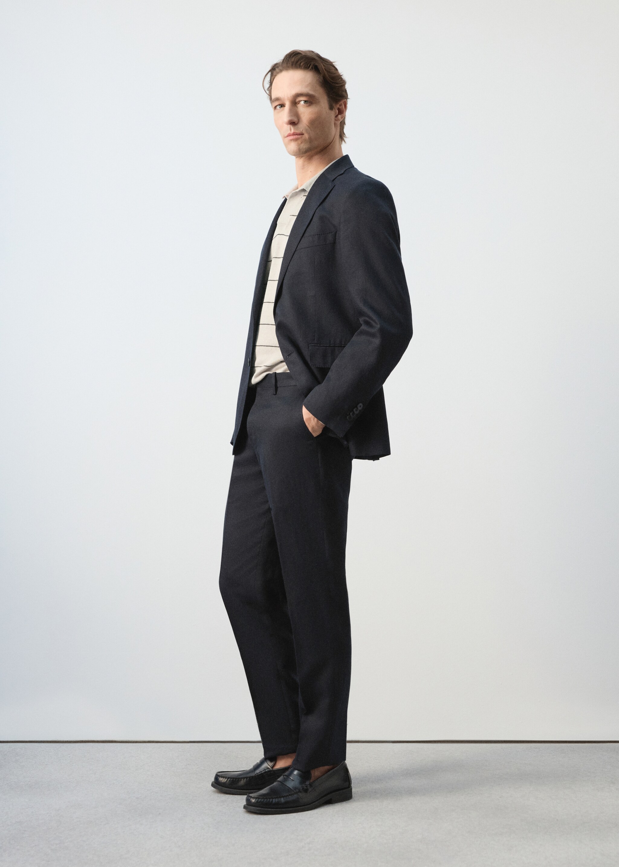 Amalfi slim fit suit trousers - Details of the article 2, Navy. Ref: 27085930-00.