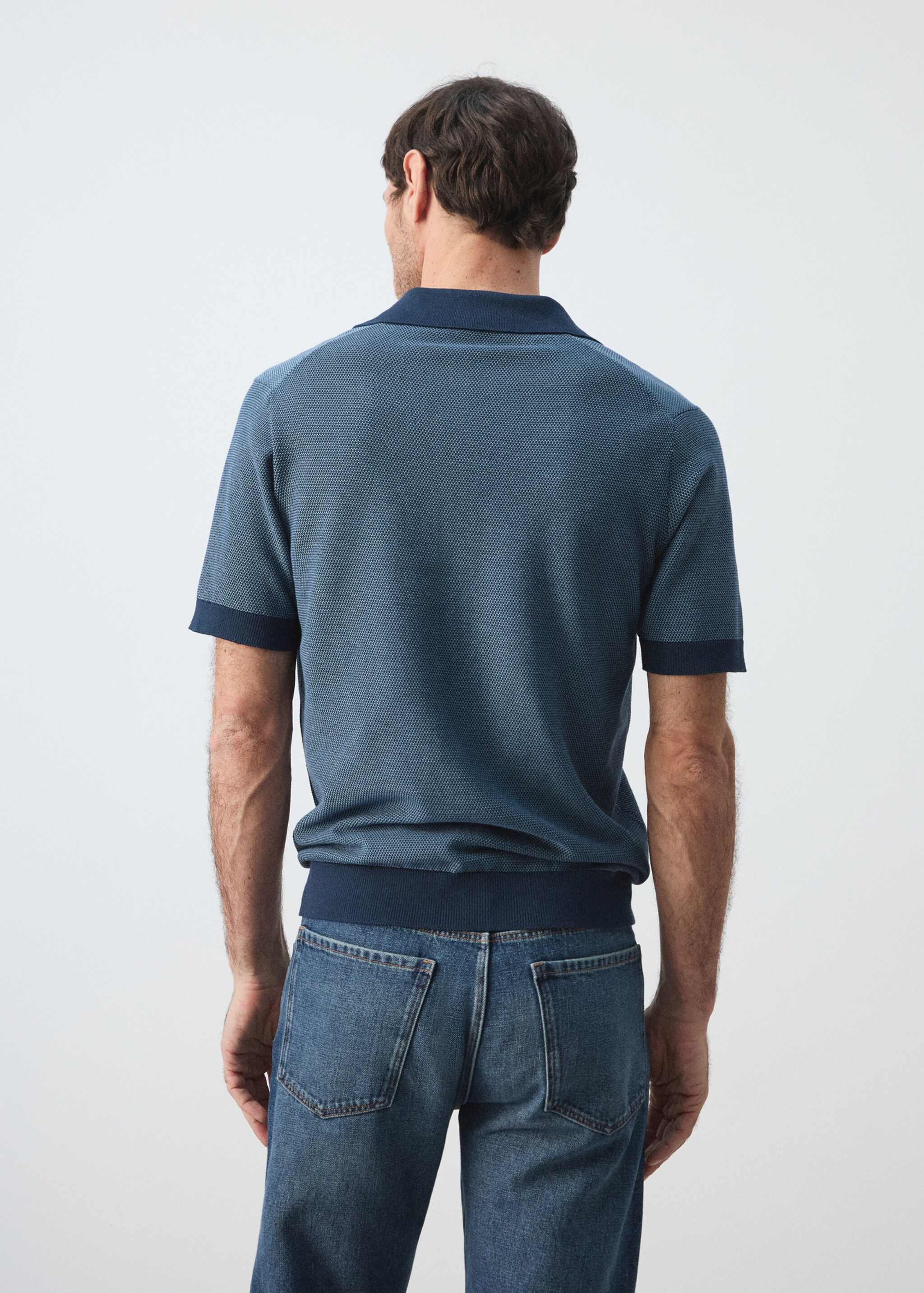 100% cotton jersey polo shirt - Reverse of the article, Navy. Ref: 27085936-00.