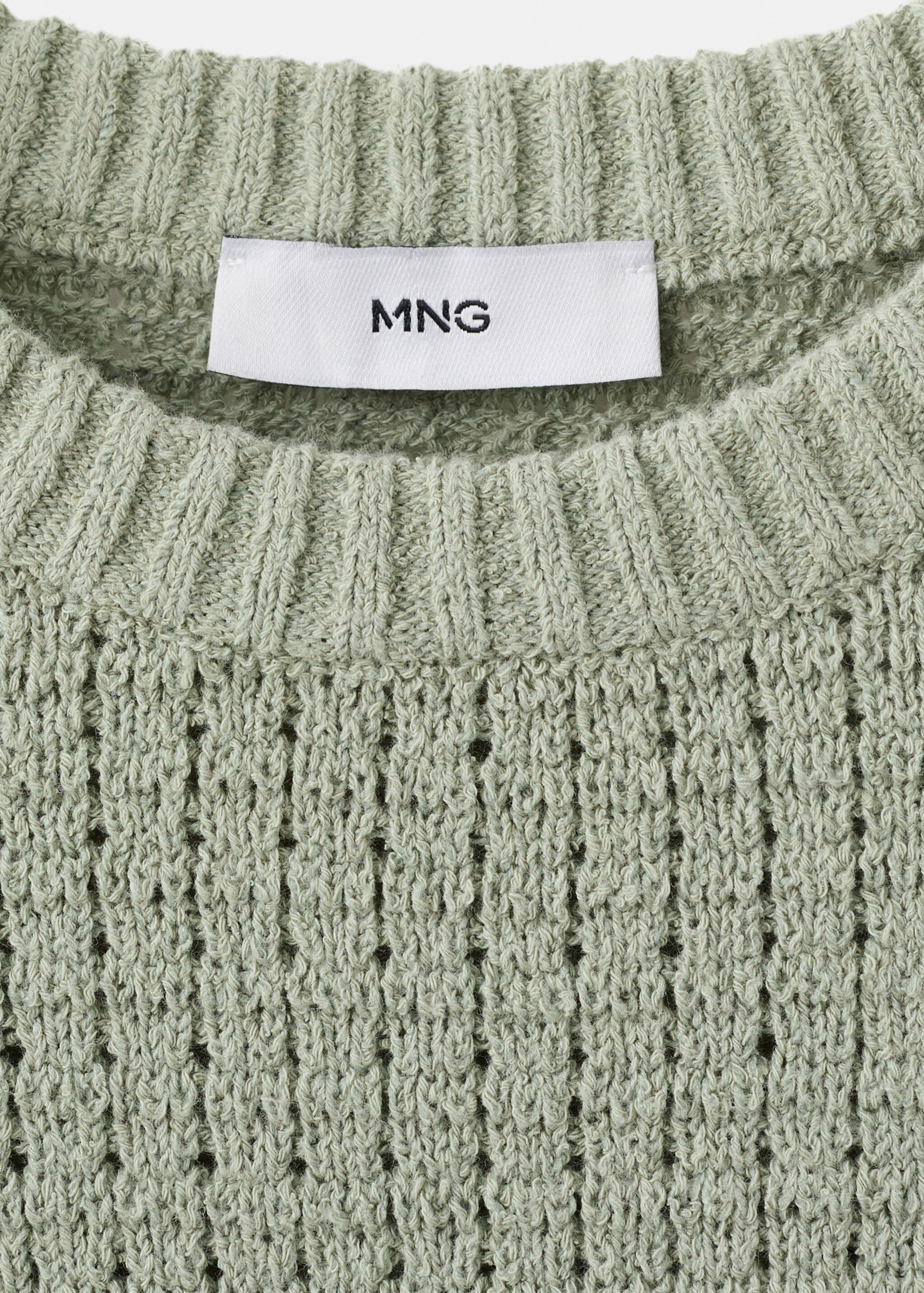 Openwork knit sweater - Details of the article 8, Mint Green. Ref: 27085937-00.