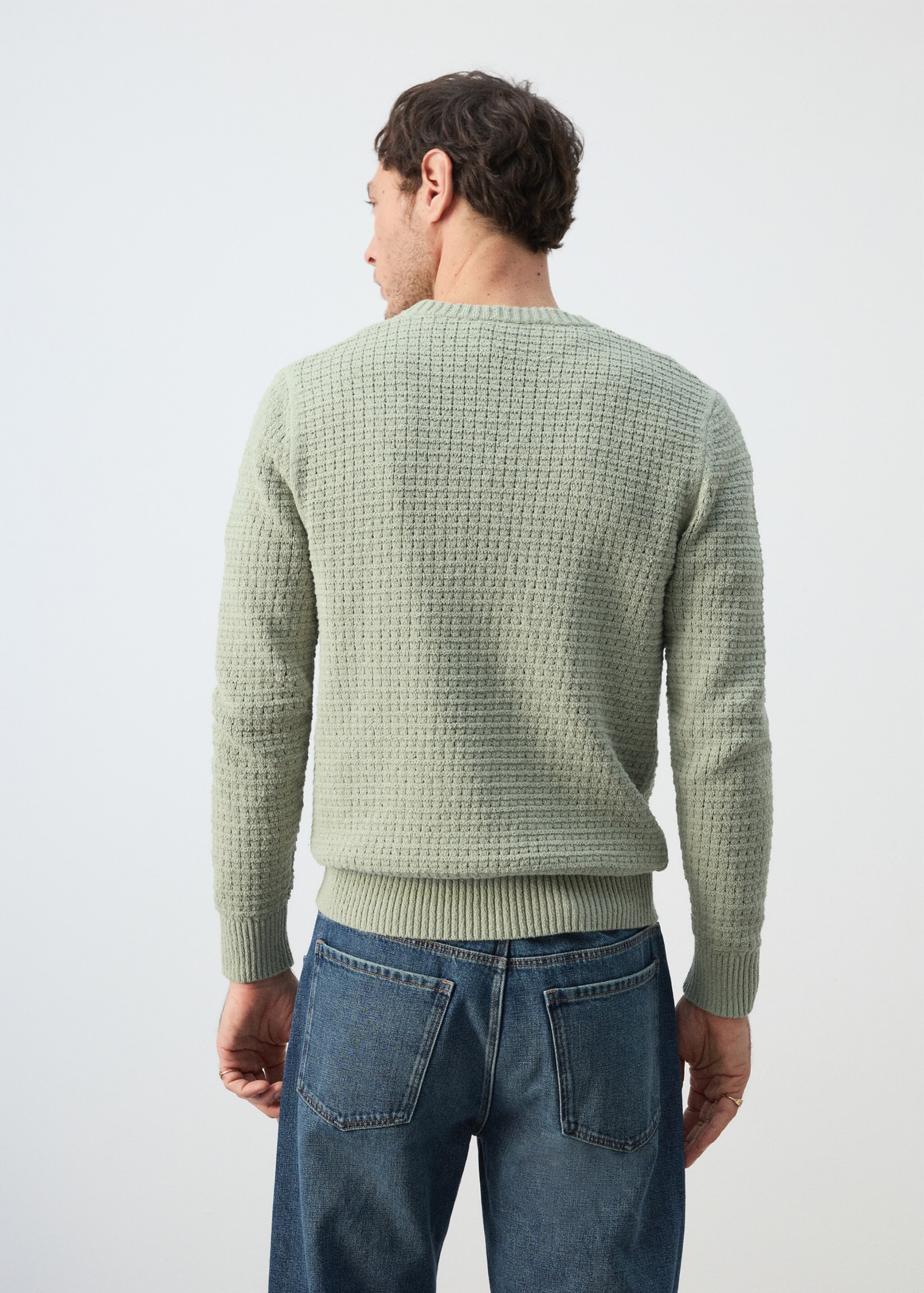 Openwork knit sweater - Reverse of the article, Mint Green. Ref: 27085937-00.