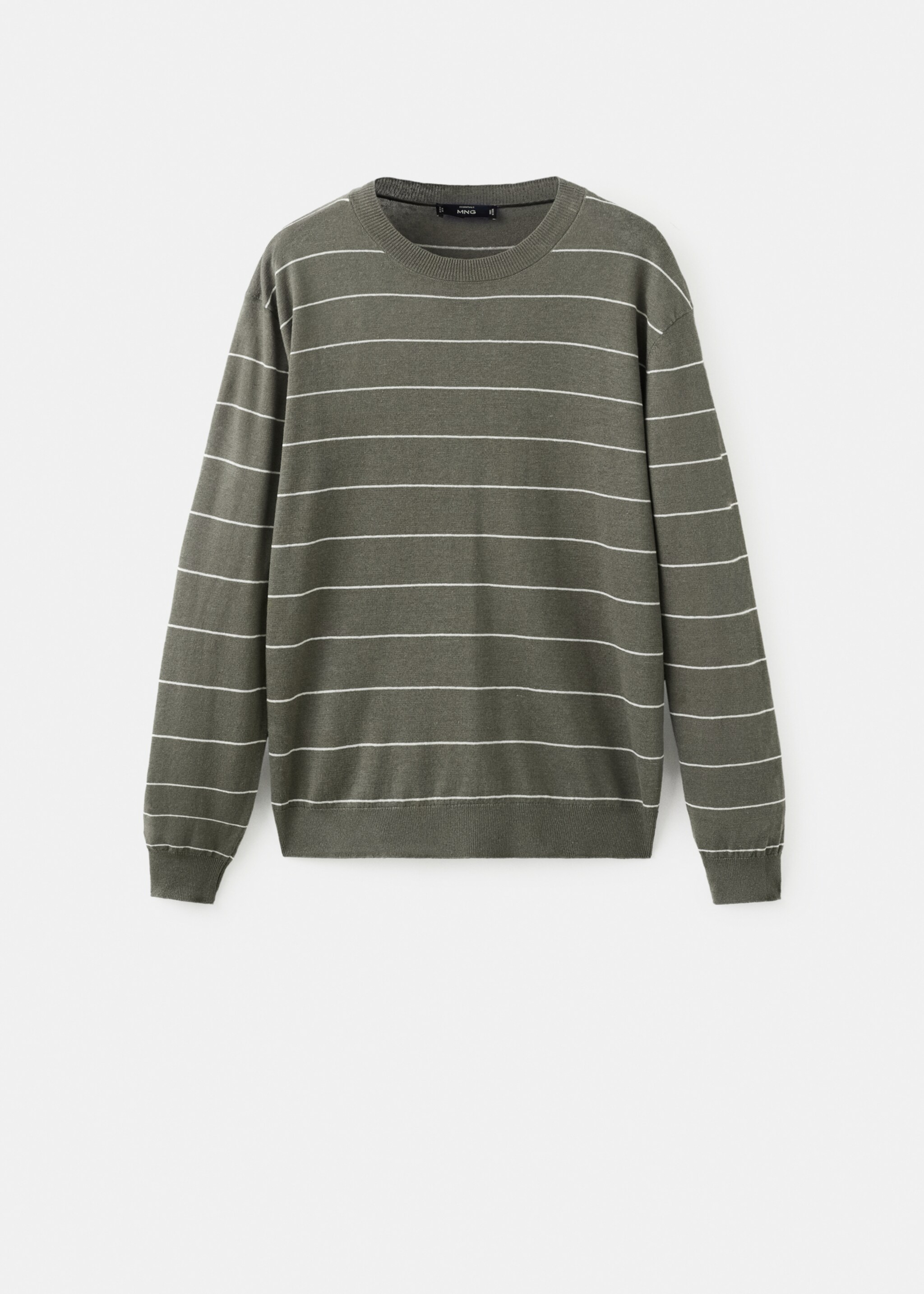 Linen blend fine knit striped jersey - Article without model, Medium Brown. Ref: 27085938-00.