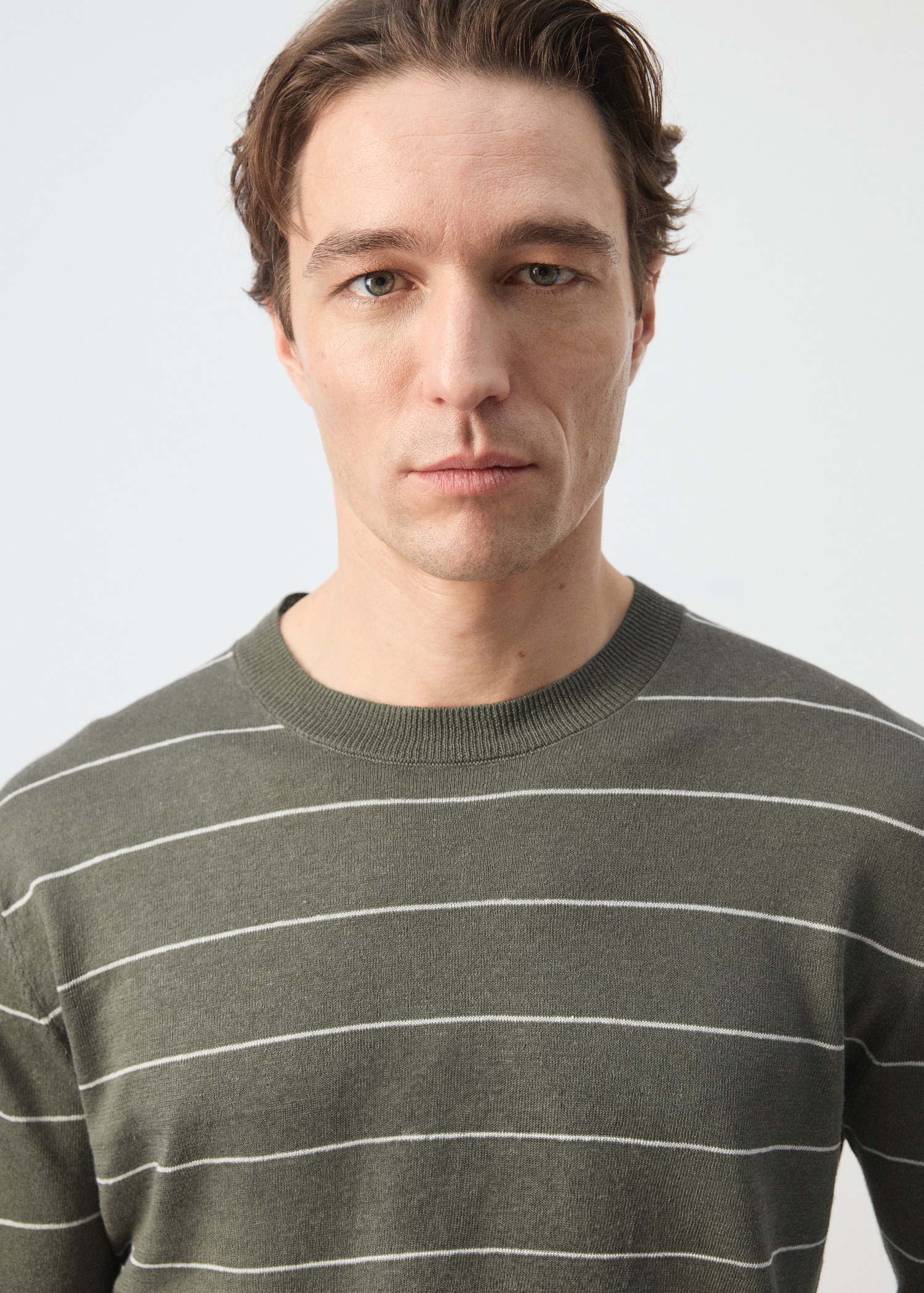 Linen blend fine knit striped jersey - Details of the article 1