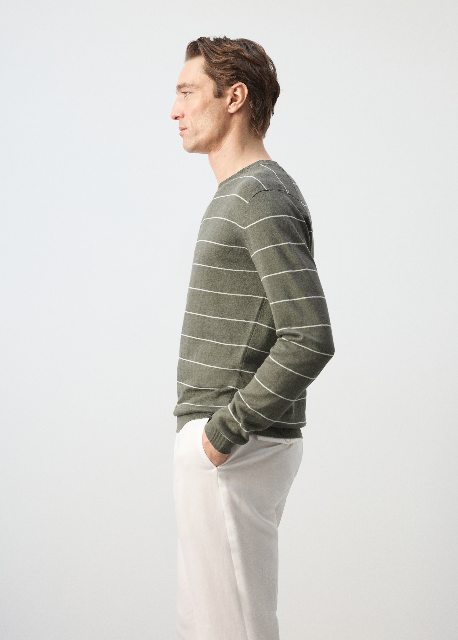 Linen blend fine knit striped jersey - Details of the article 2