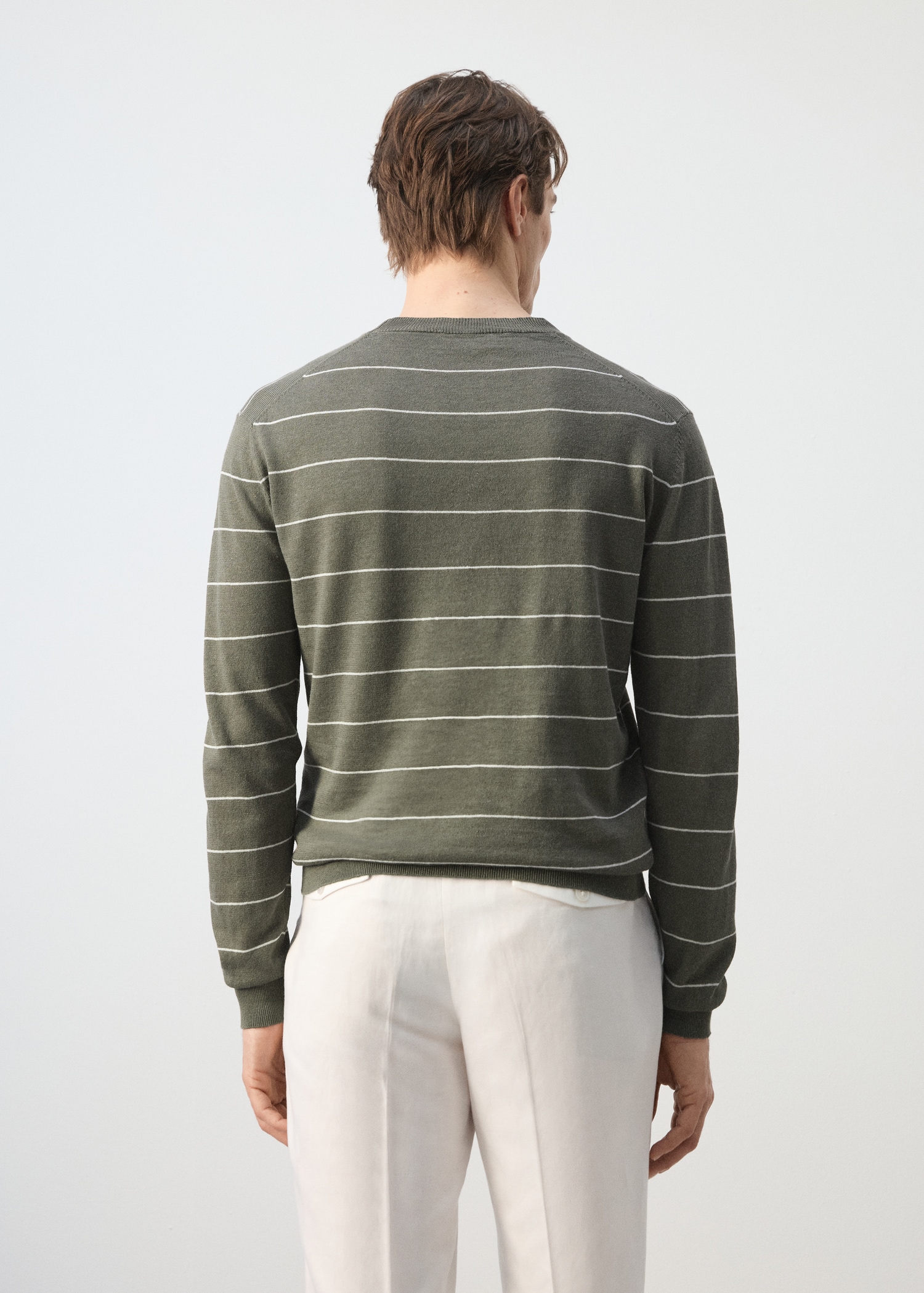 Linen blend fine knit striped jersey - Reverse of the article
