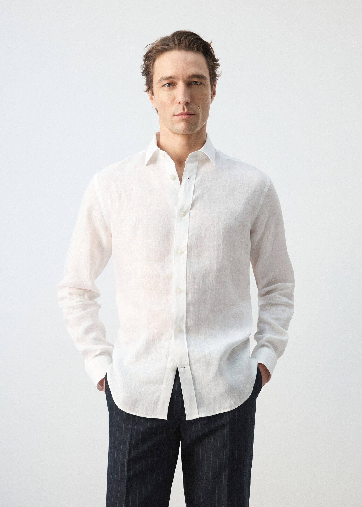 Regular-fit 100% linen shirt - Medium plane