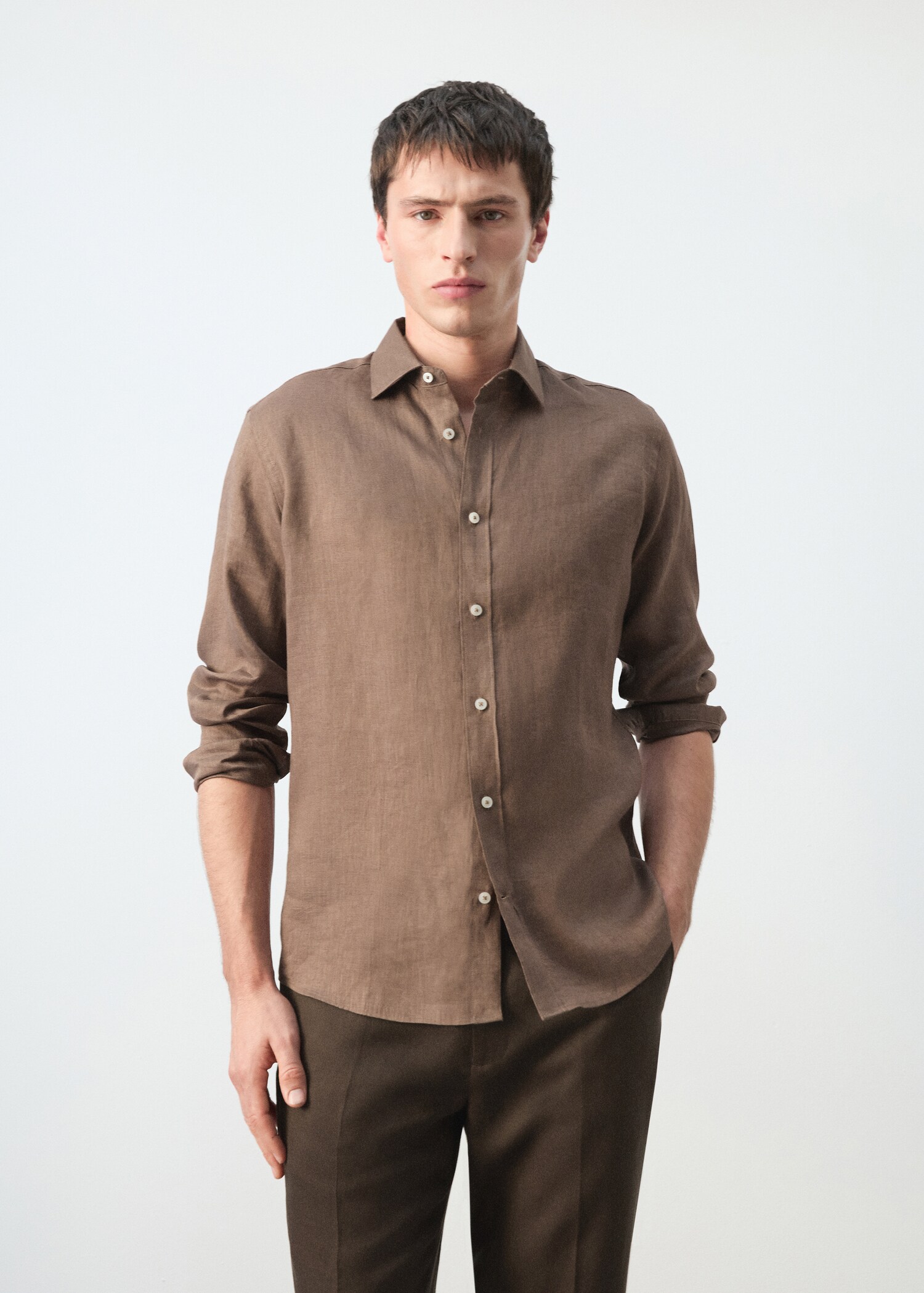 Regular-fit 100% linen shirt - Medium plane