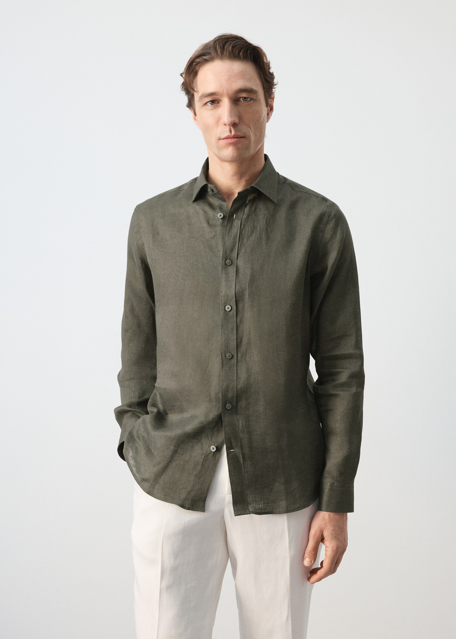 Regular-fit 100% linen shirt - Medium plane