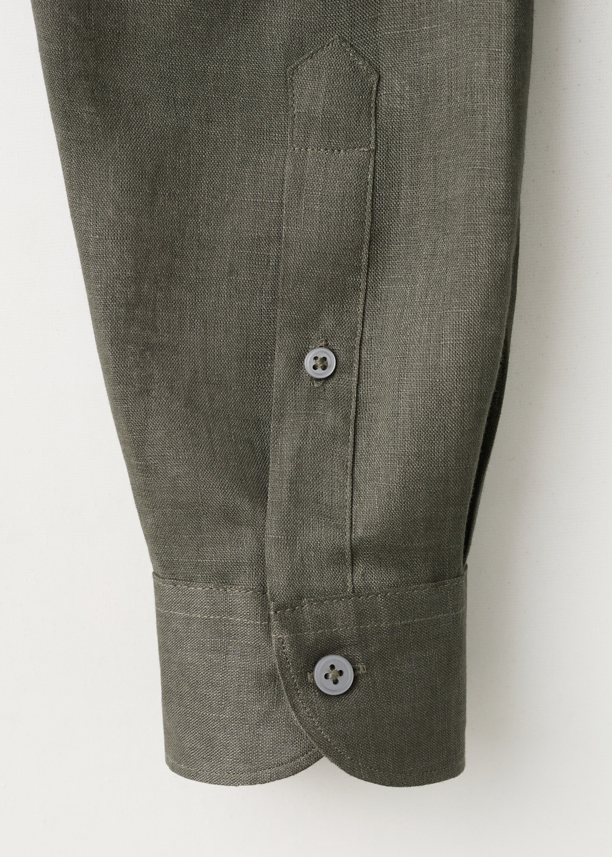 Regular-fit 100% linen shirt - Details of the article 0, Medium Green. Ref: 27085939-00.