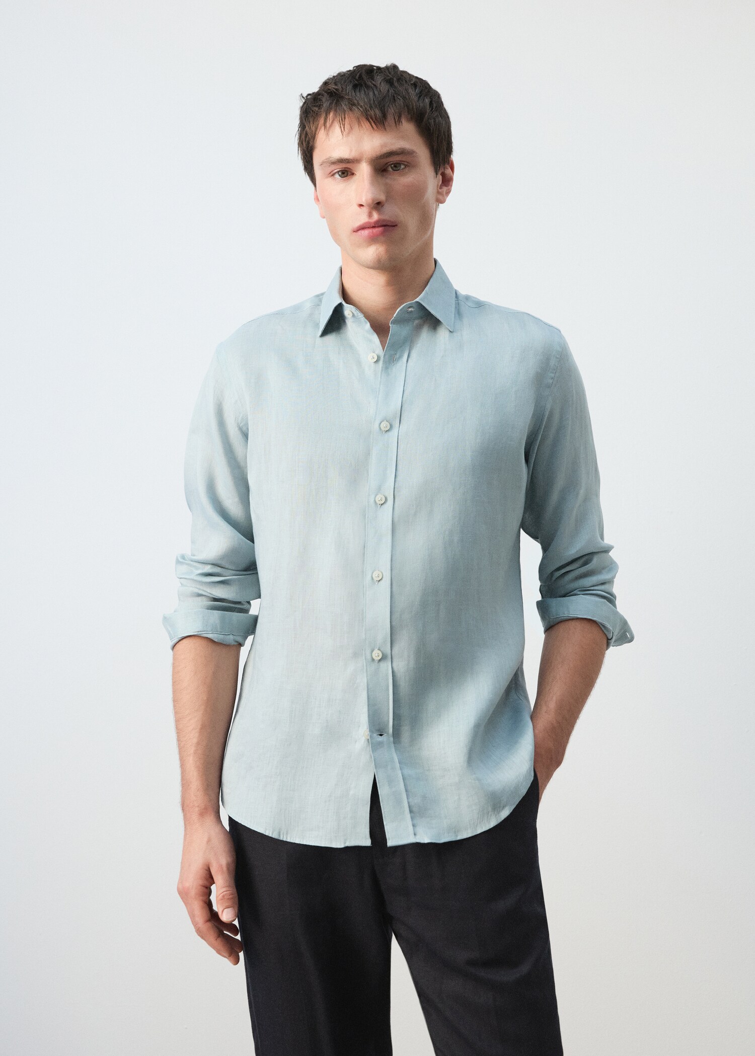 Regular-fit 100% linen shirt - Medium plane
