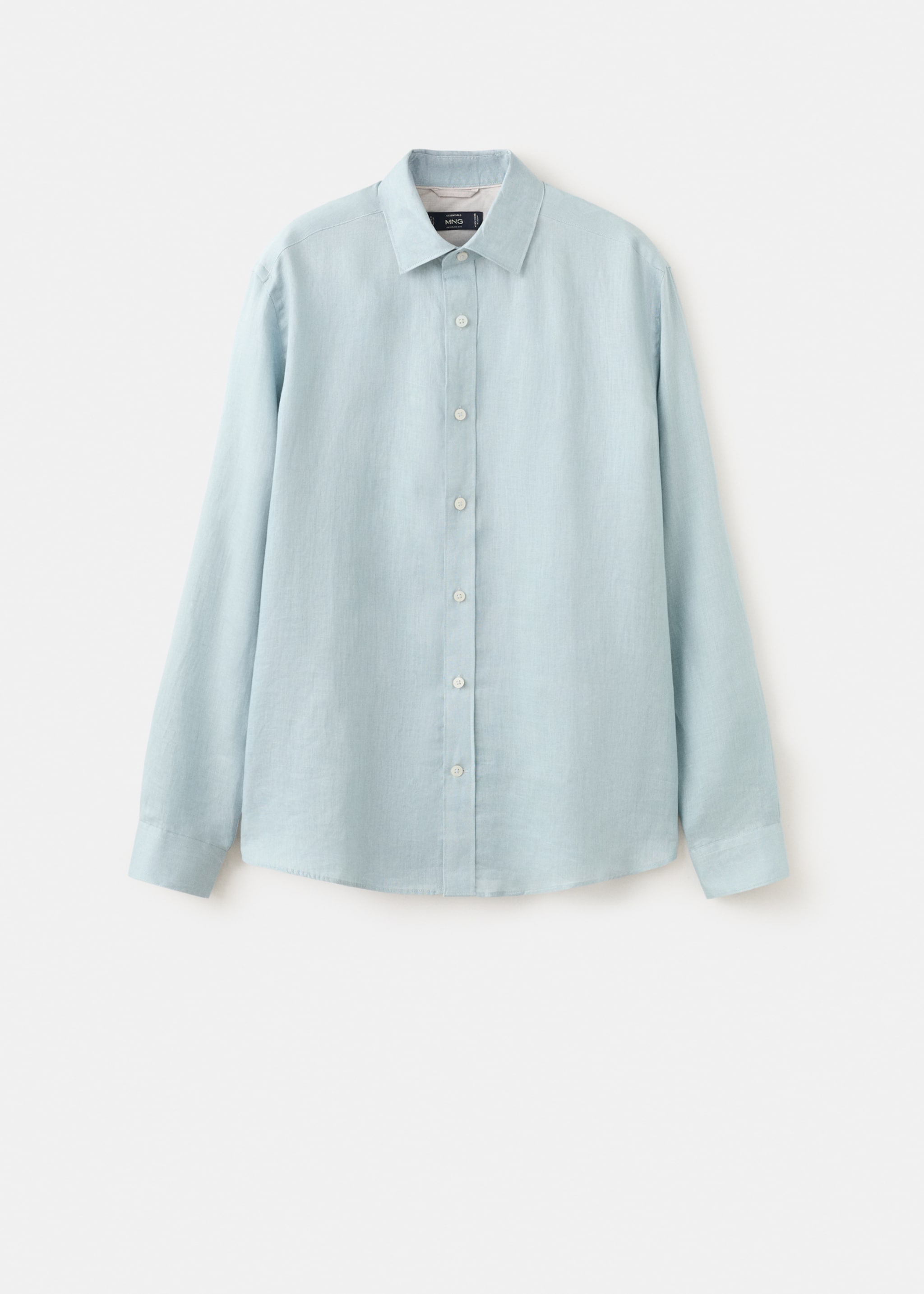 Regular-fit 100% linen shirt - Article without model, China Blue. Ref: 27085939-00.