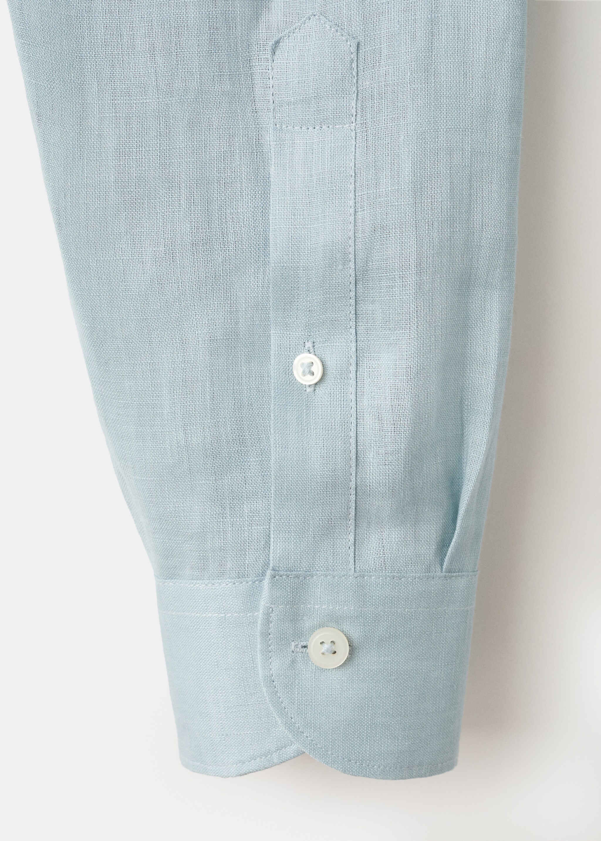Regular-fit 100% linen shirt - Details of the article 0, China Blue. Ref: 27085939-00.