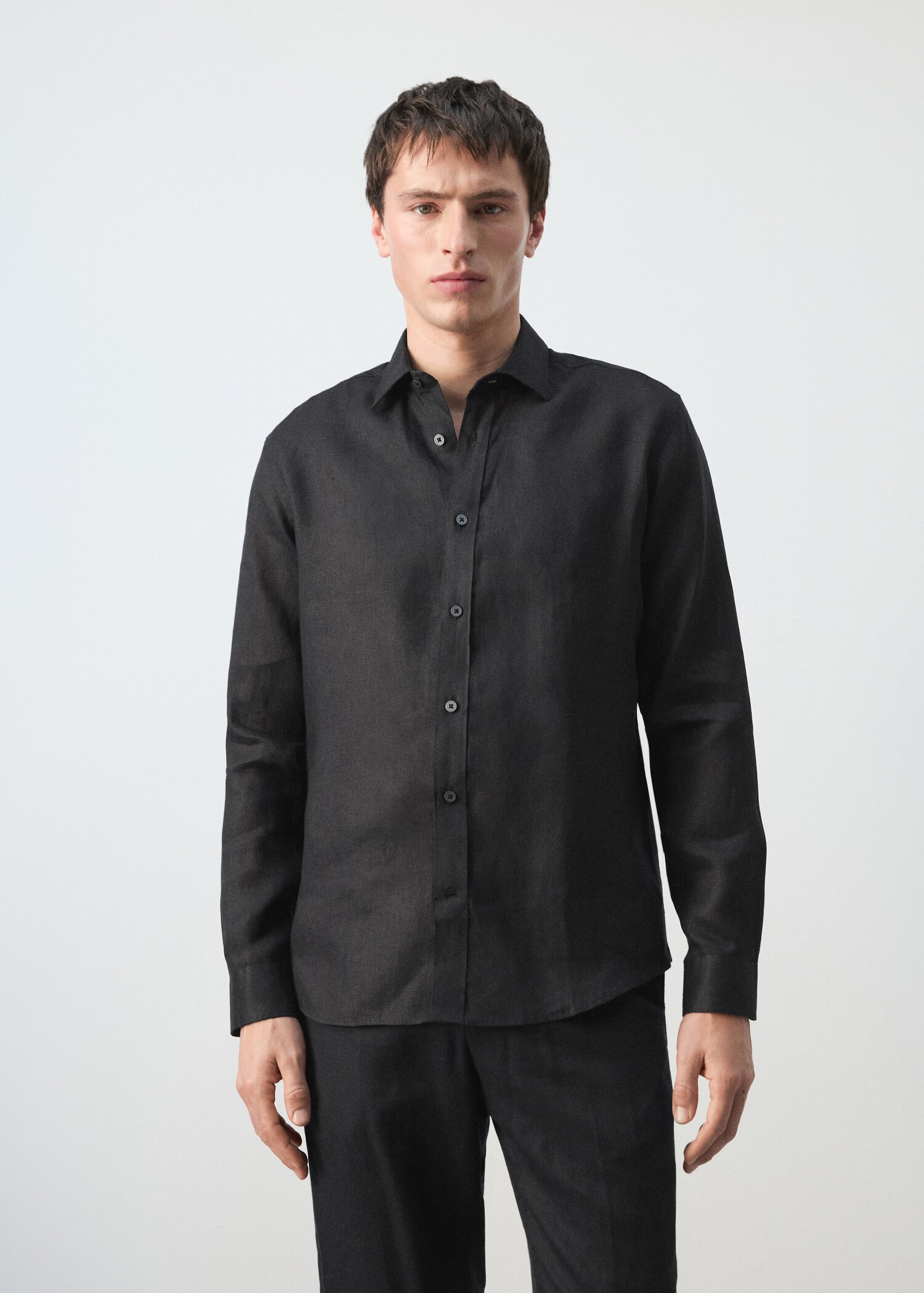Regular-fit 100% linen shirt - Medium plane