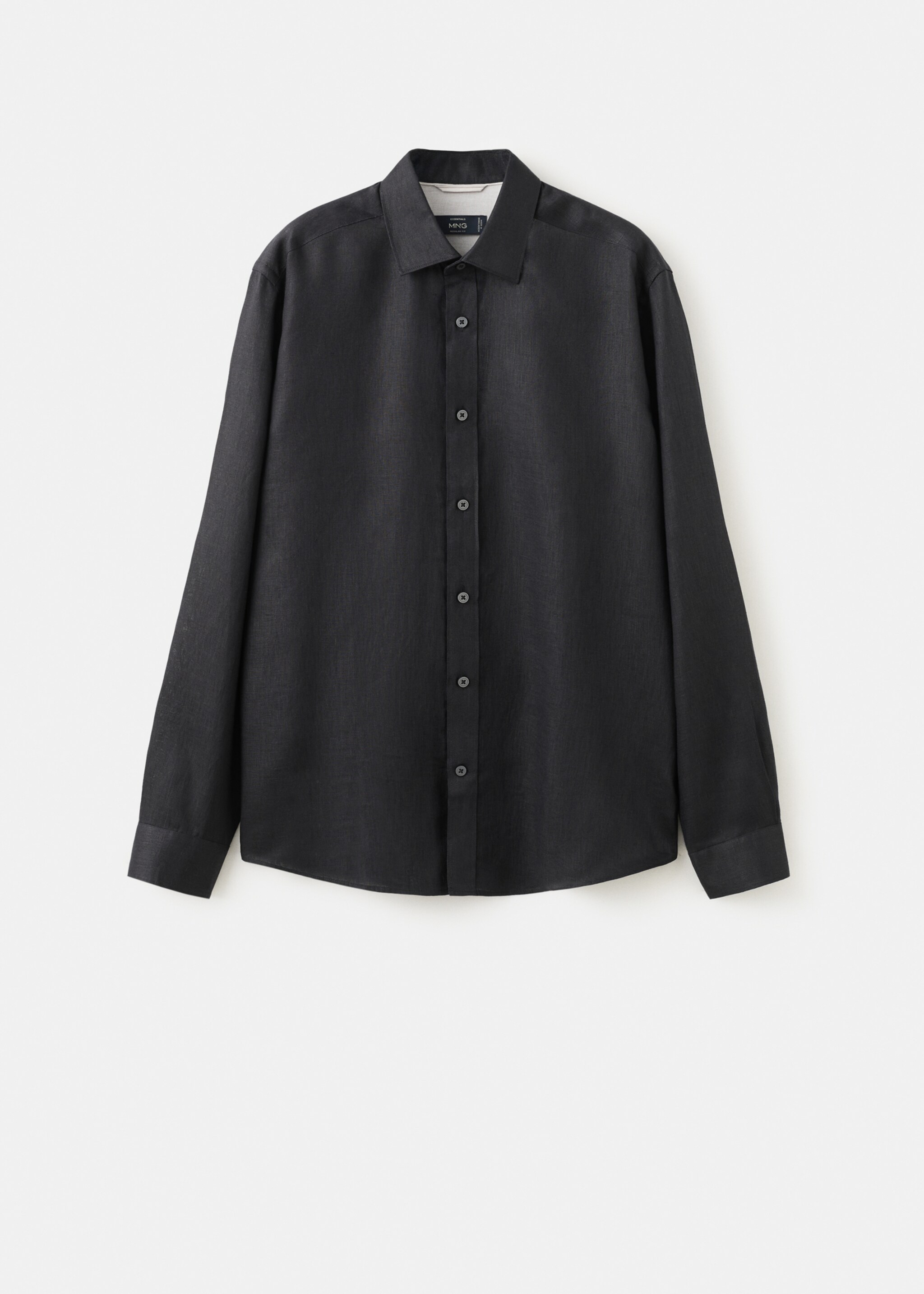 Regular-fit 100% linen shirt - Article without model, Black. Ref: 27085939-00.