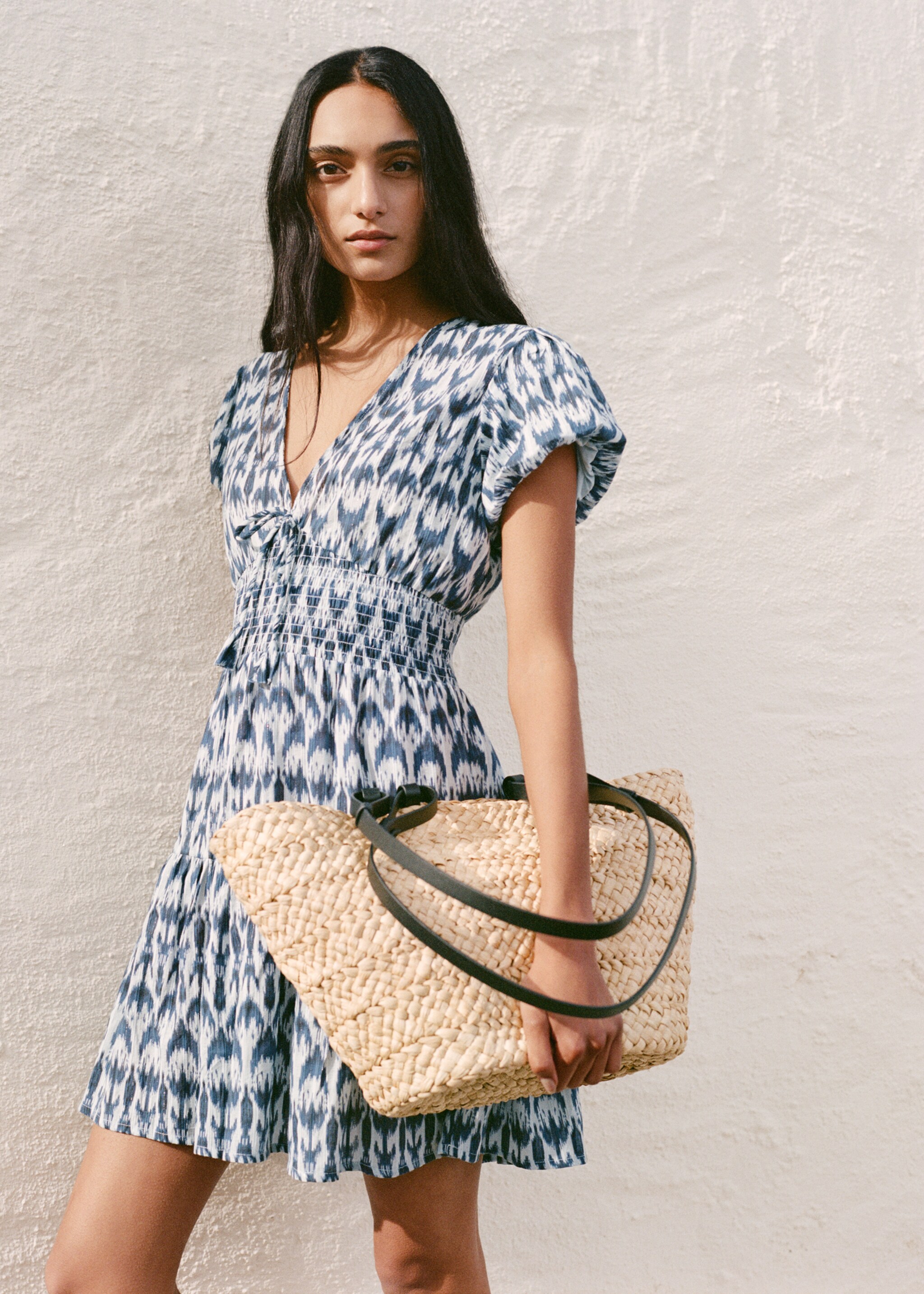 Natural fibre basket bag - Details of the article 5, Black. Ref: 27085953-00.