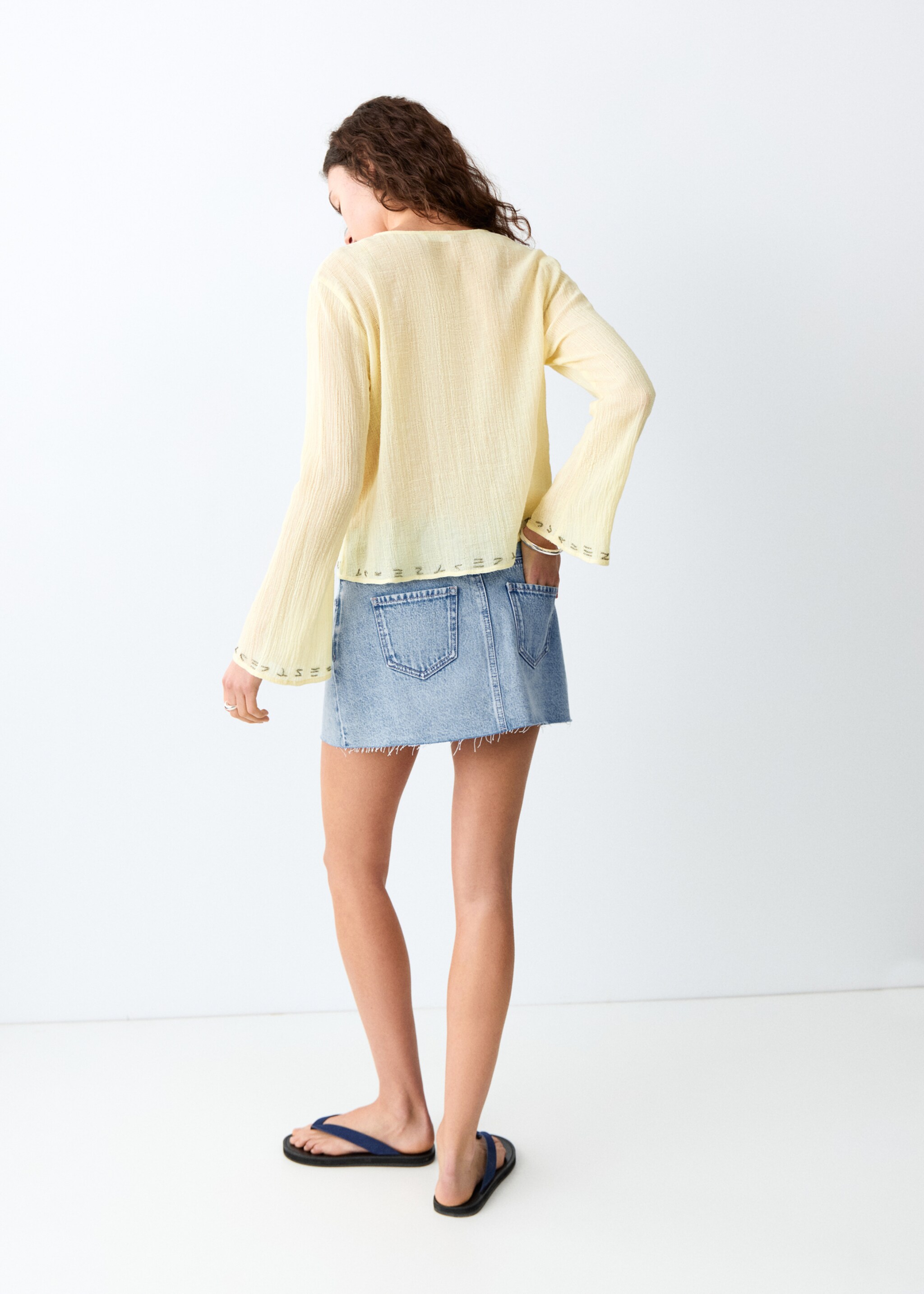 Jupe short en jean - Verso de l’article, Bleu moyen. Ref: 27085954-00.