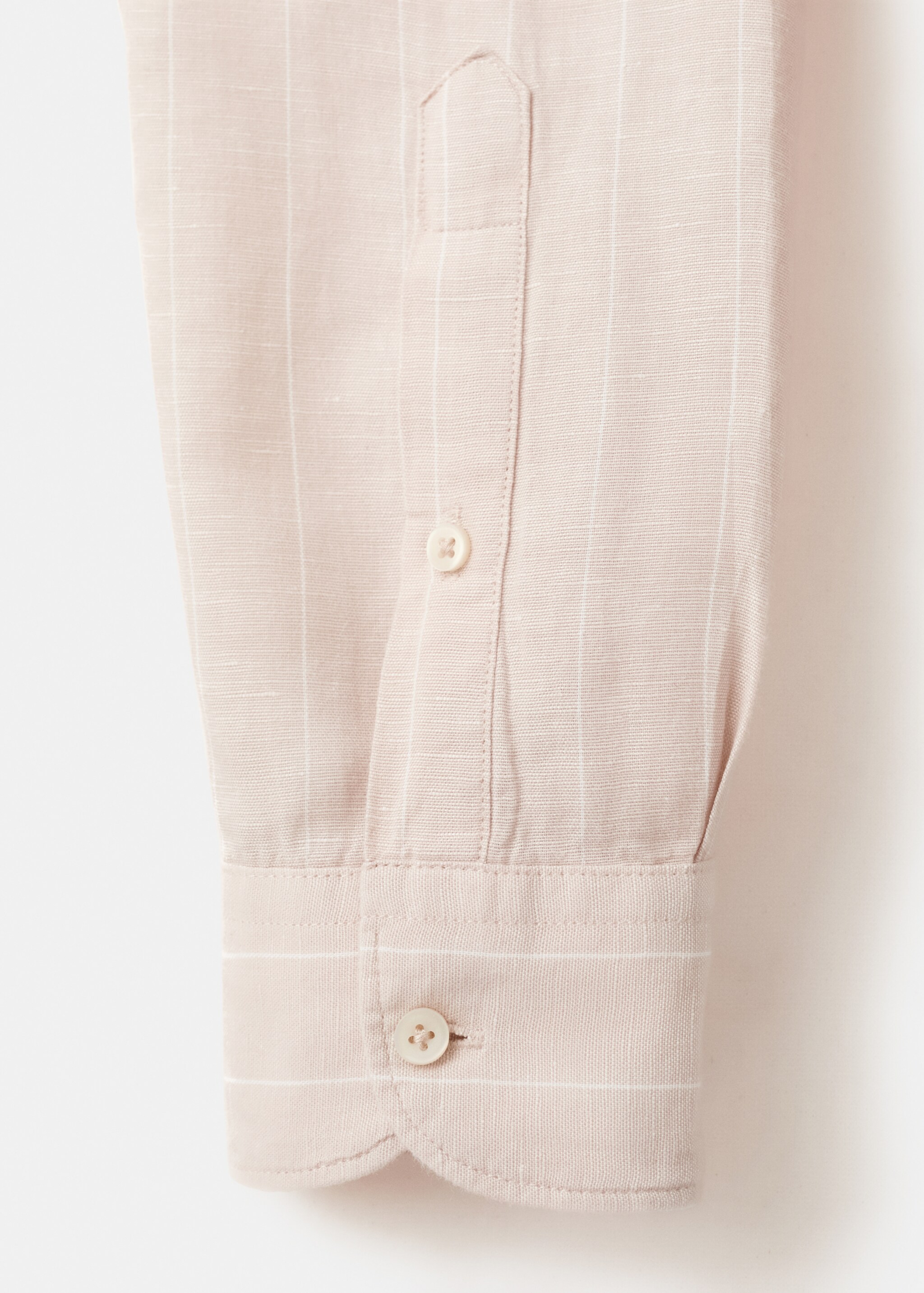 Linen cotton slim fit striped shirt - Details of the article 0, Beige. Ref: 27085960-00.