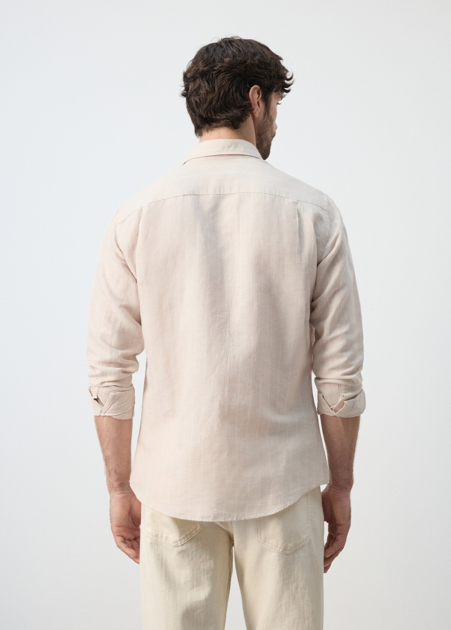 Linen cotton slim fit striped shirt - Reverse of the article