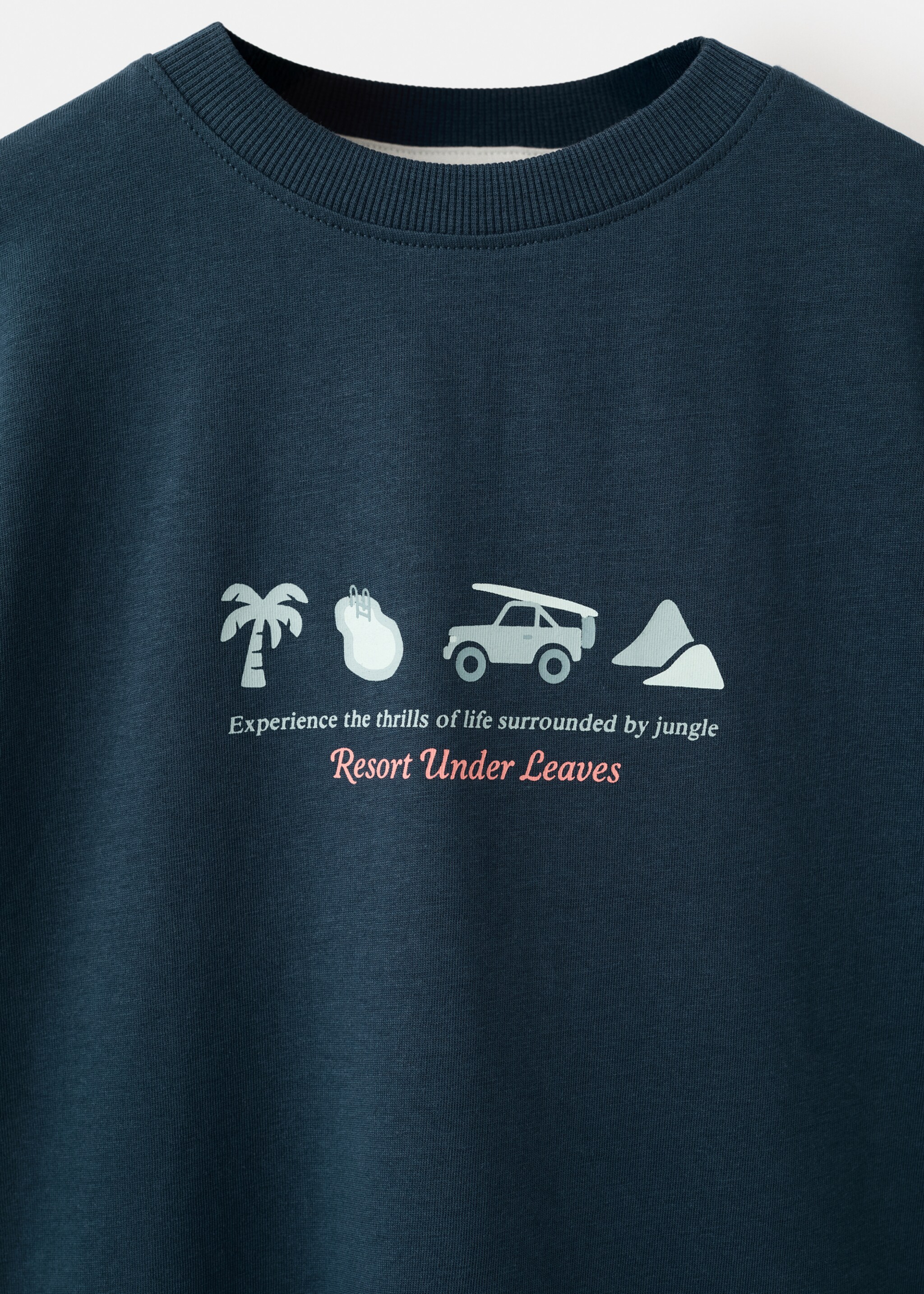 Printed cotton-blend t-shirt - Details of the article 8, Navy. Ref: 27085961-00.