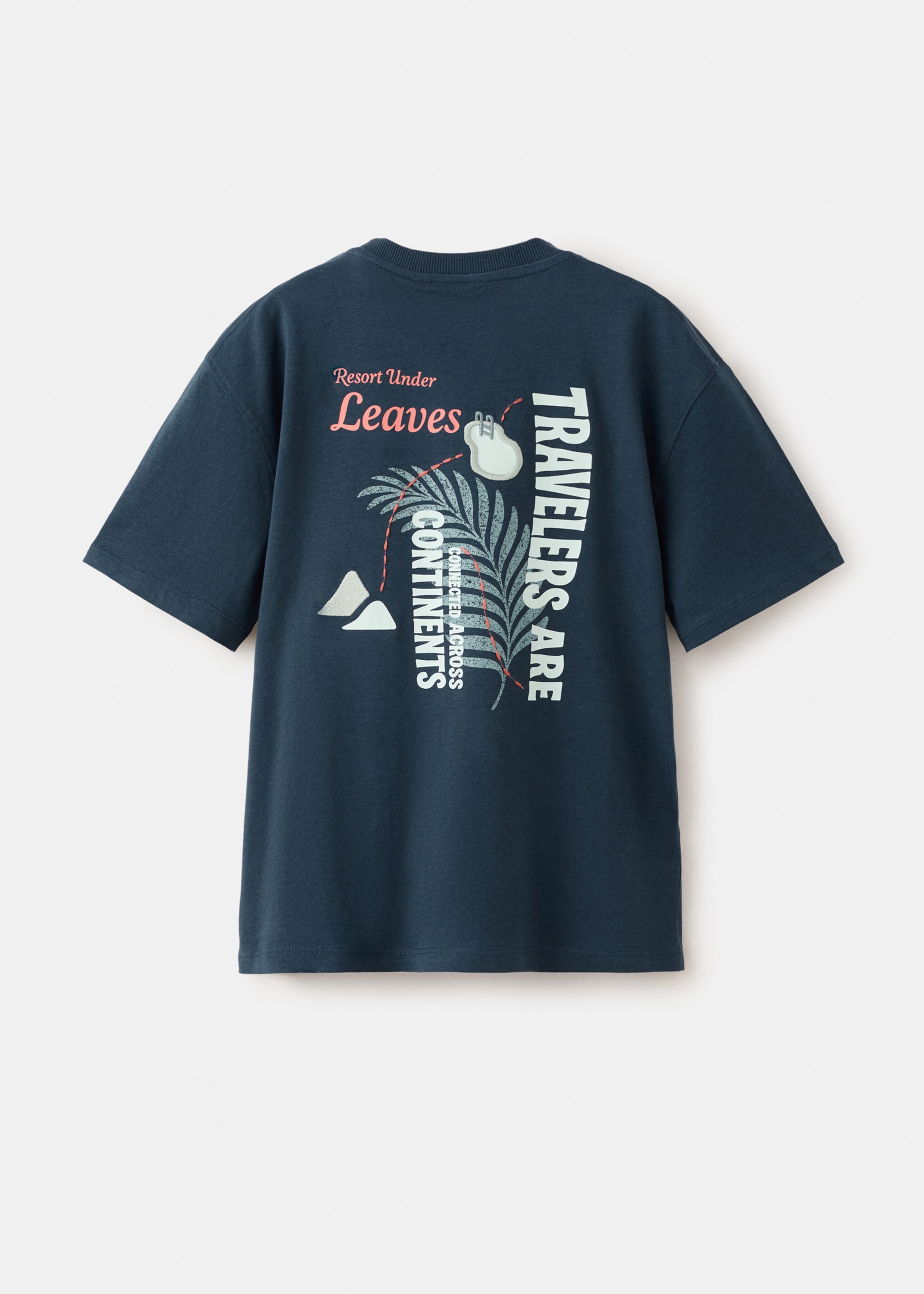 Printed cotton-blend t-shirt - Reverse of the article, Navy. Ref: 27085961-00.
