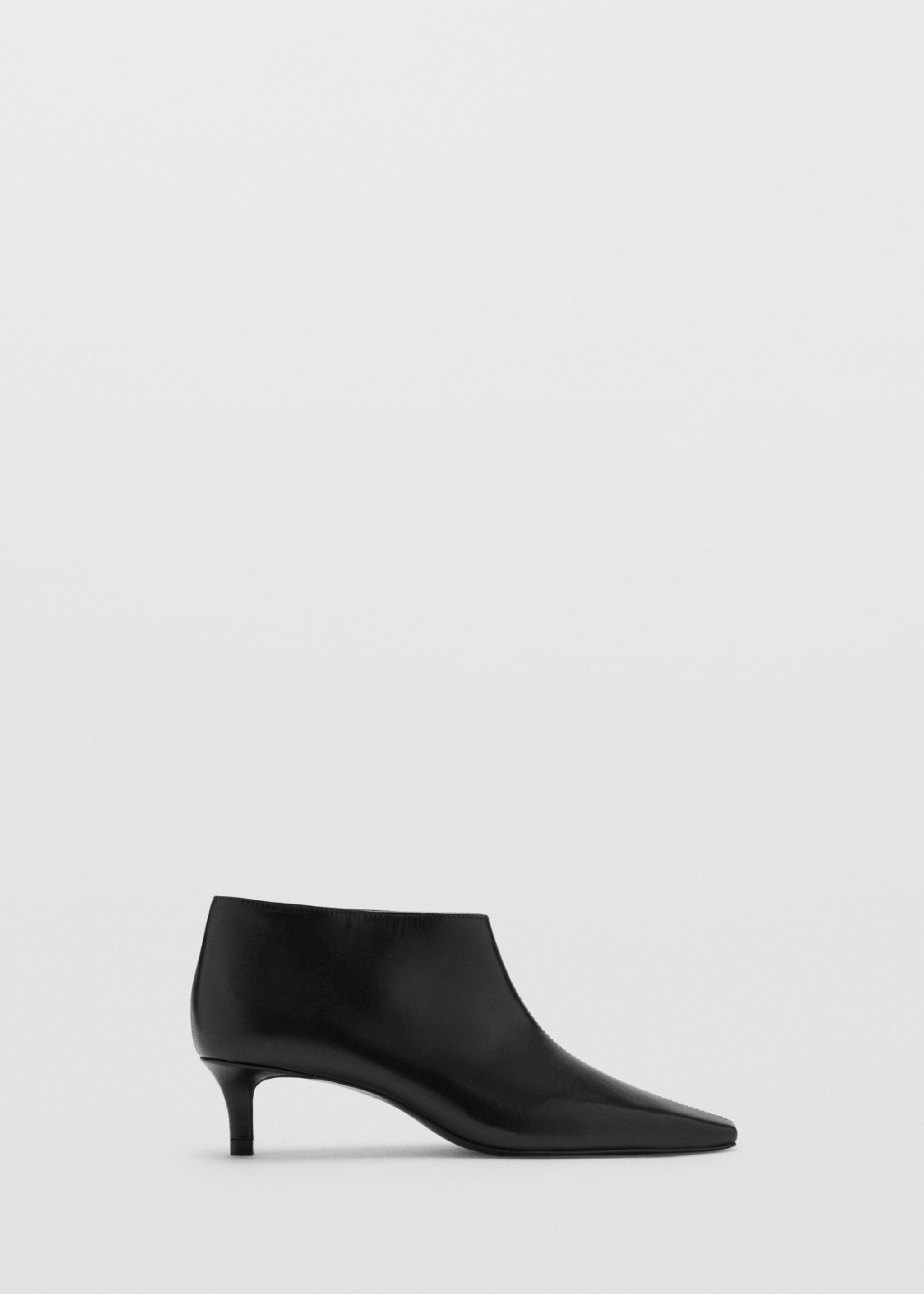 Bottines cuir talon kitten heel - Article sans modèle, Noir. Ref: 27085963-00.