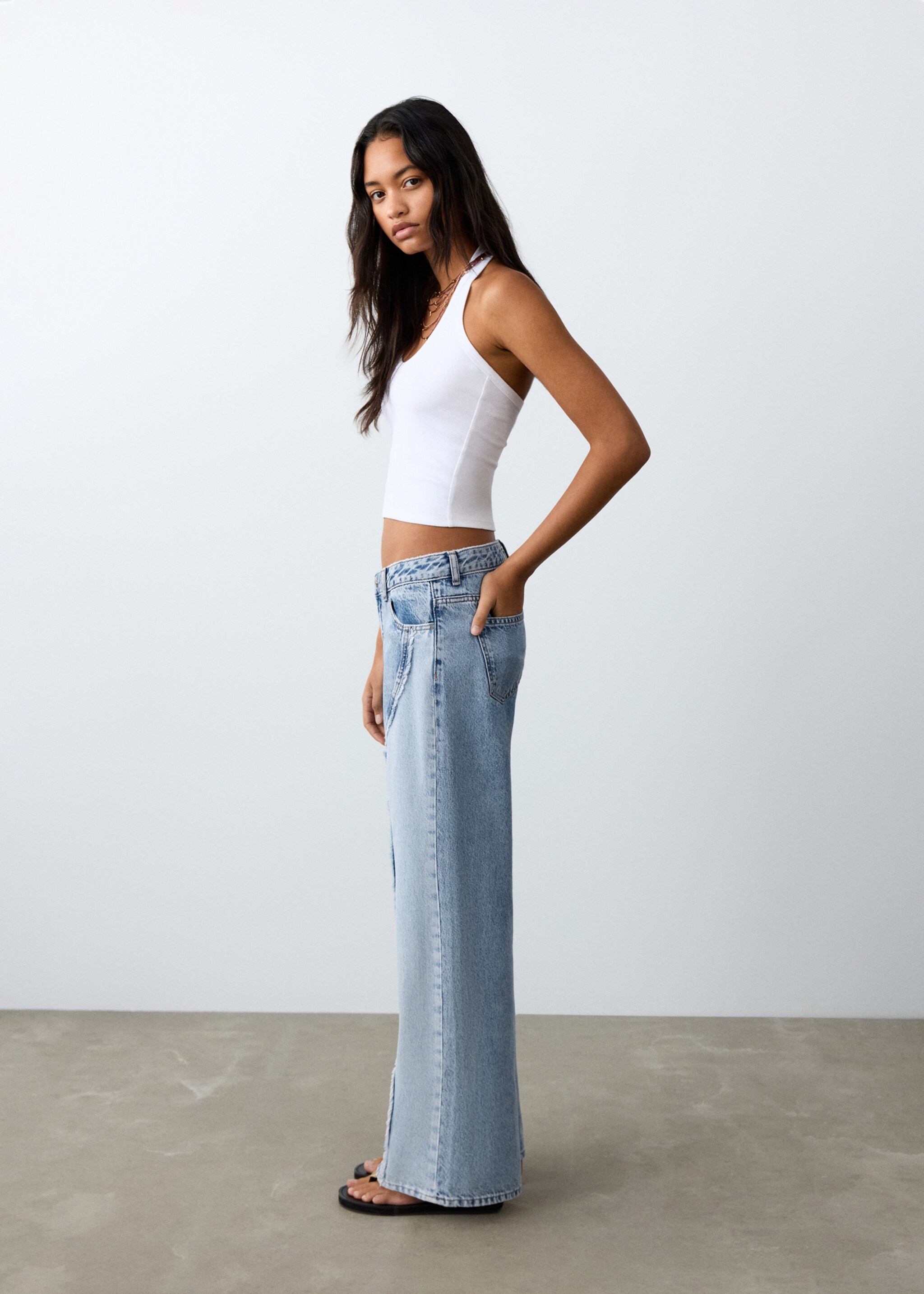 Low-rise contrast jeans - Medium plane, Medium Blue. Ref: 27085964-00.