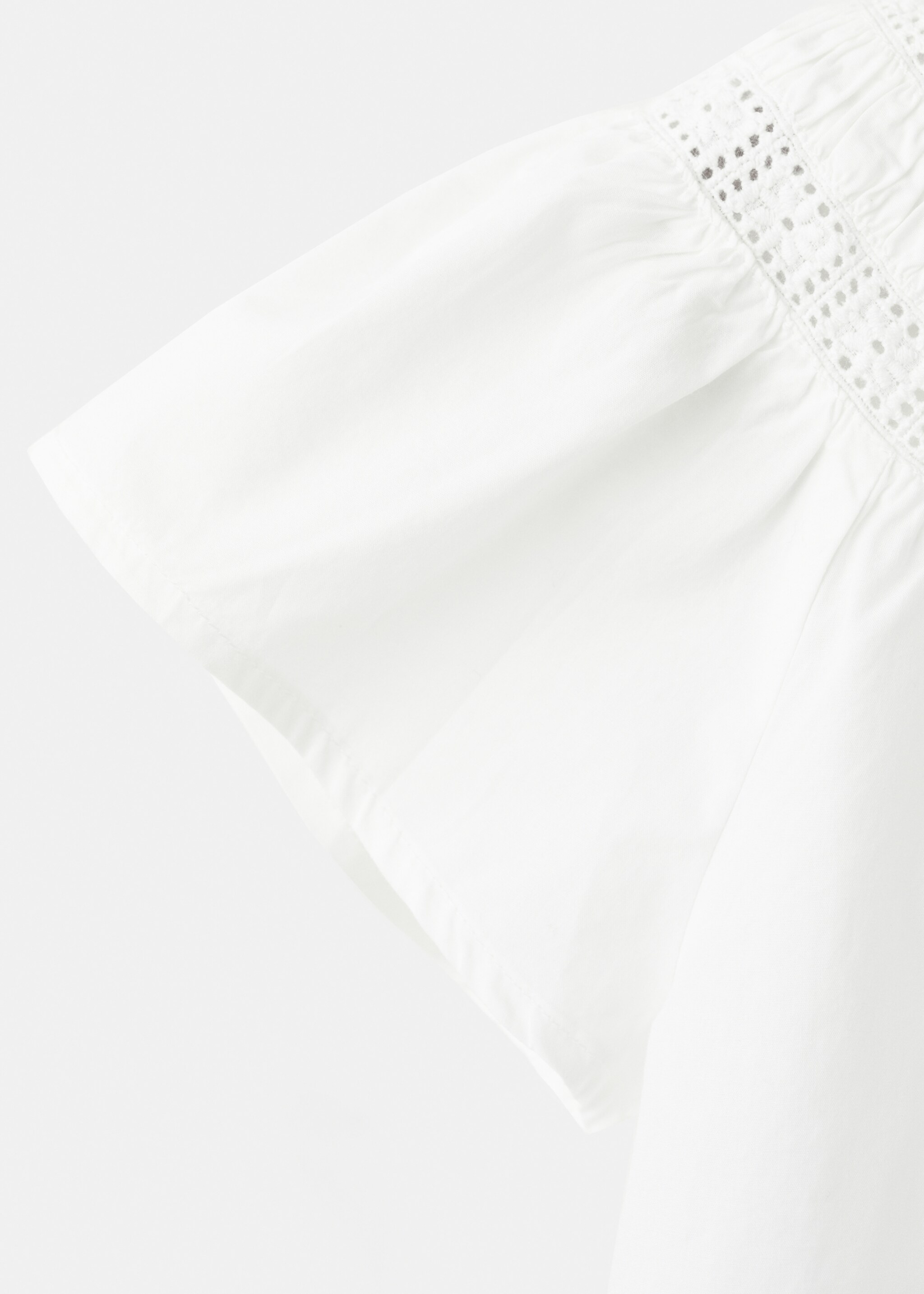 Cotton blouse with openwork details - Details of the article 0, White. Ref: 27085966-00.