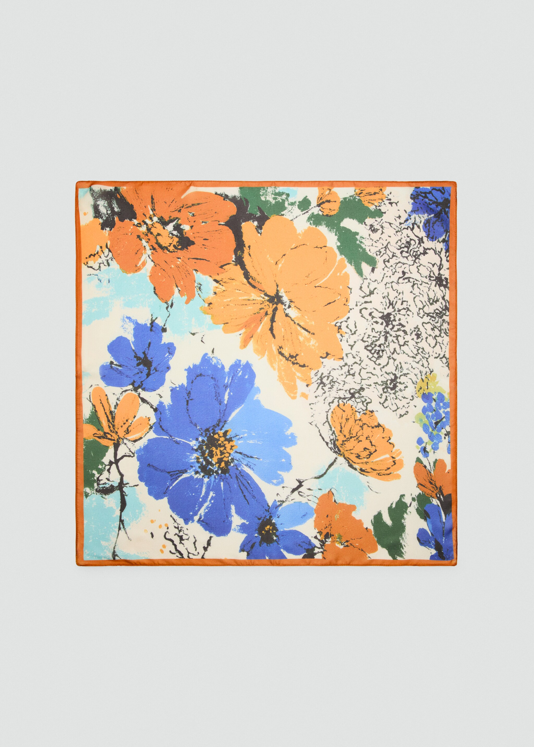 Floral print scarf - Article without model, Blue. Ref: 27085968-00.