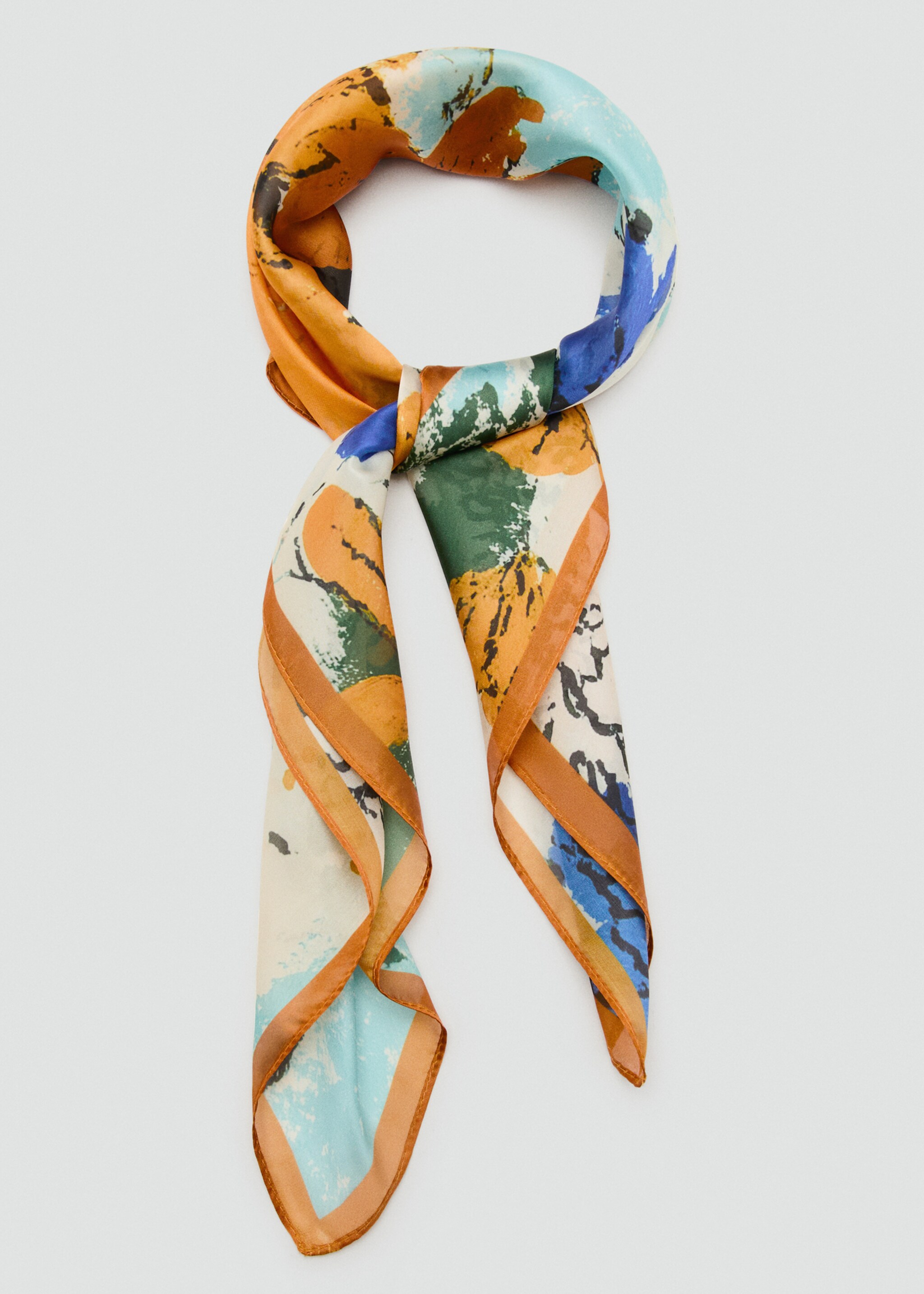Floral print scarf - Details of the article 1, Blue. Ref: 27085968-00.