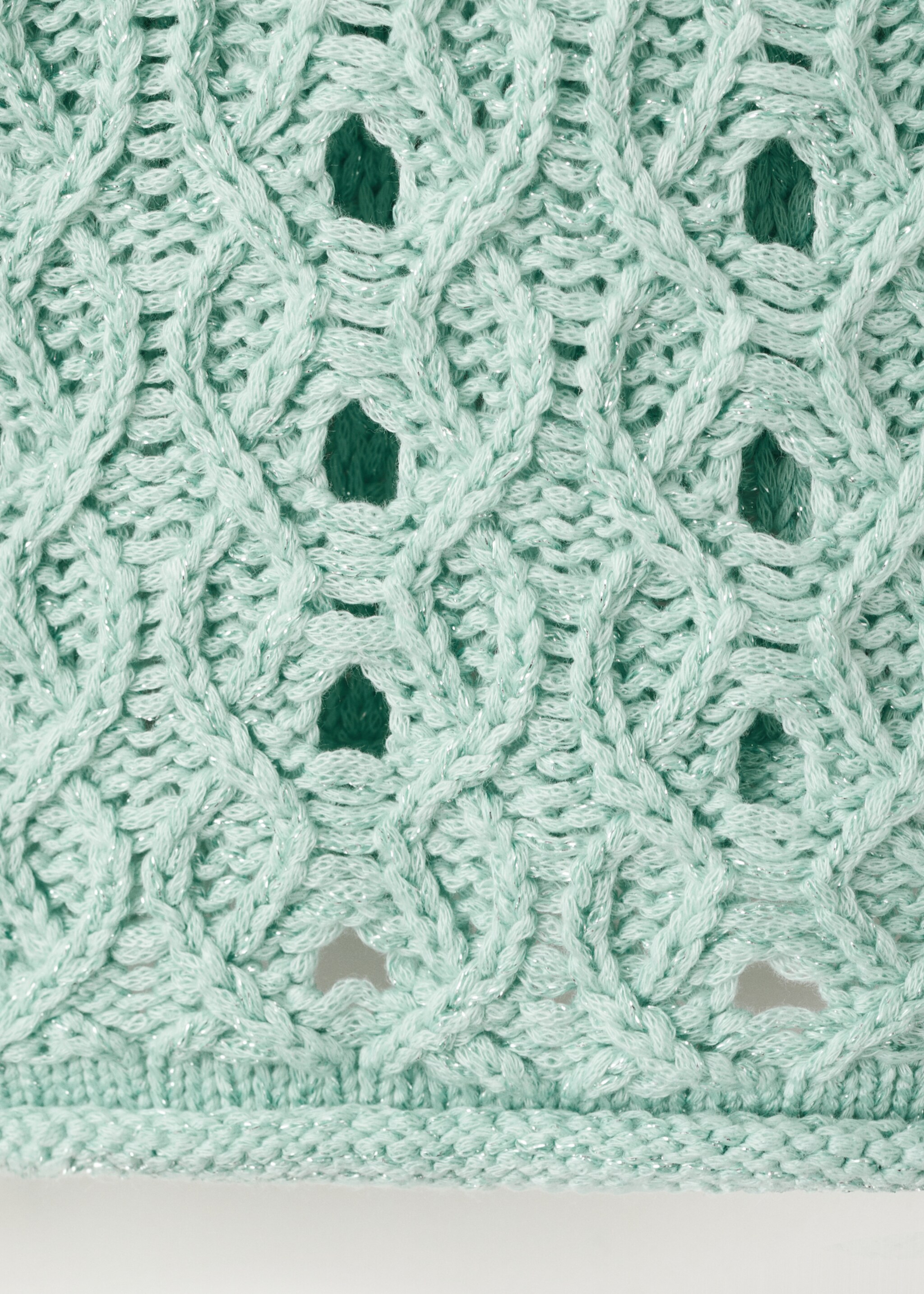 Openwork knit sweater - Details of the article 0, Aqua Green. Ref: 27085978-00.