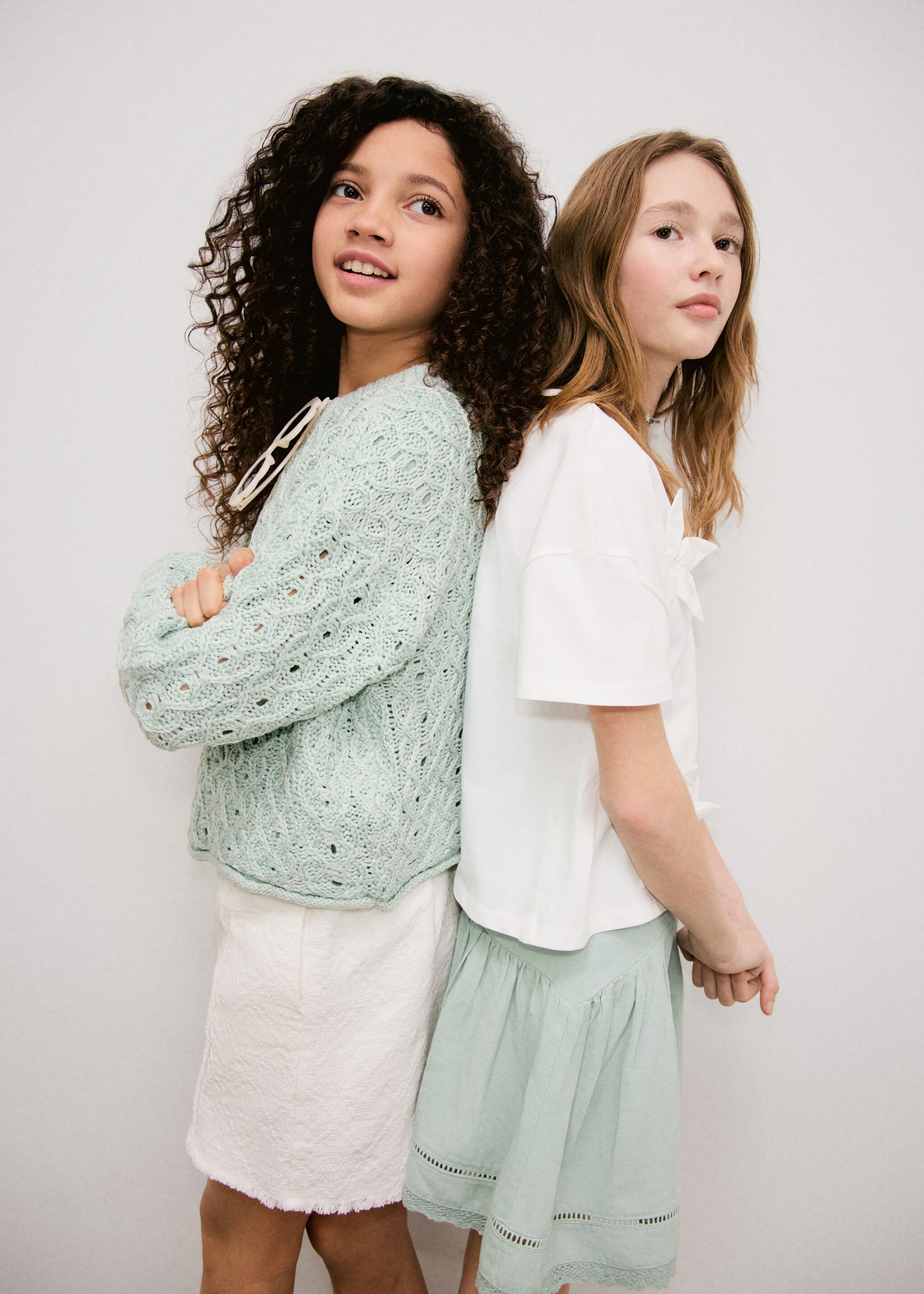 Openwork knit sweater - Details of the article 5, Aqua Green. Ref: 27085978-00.