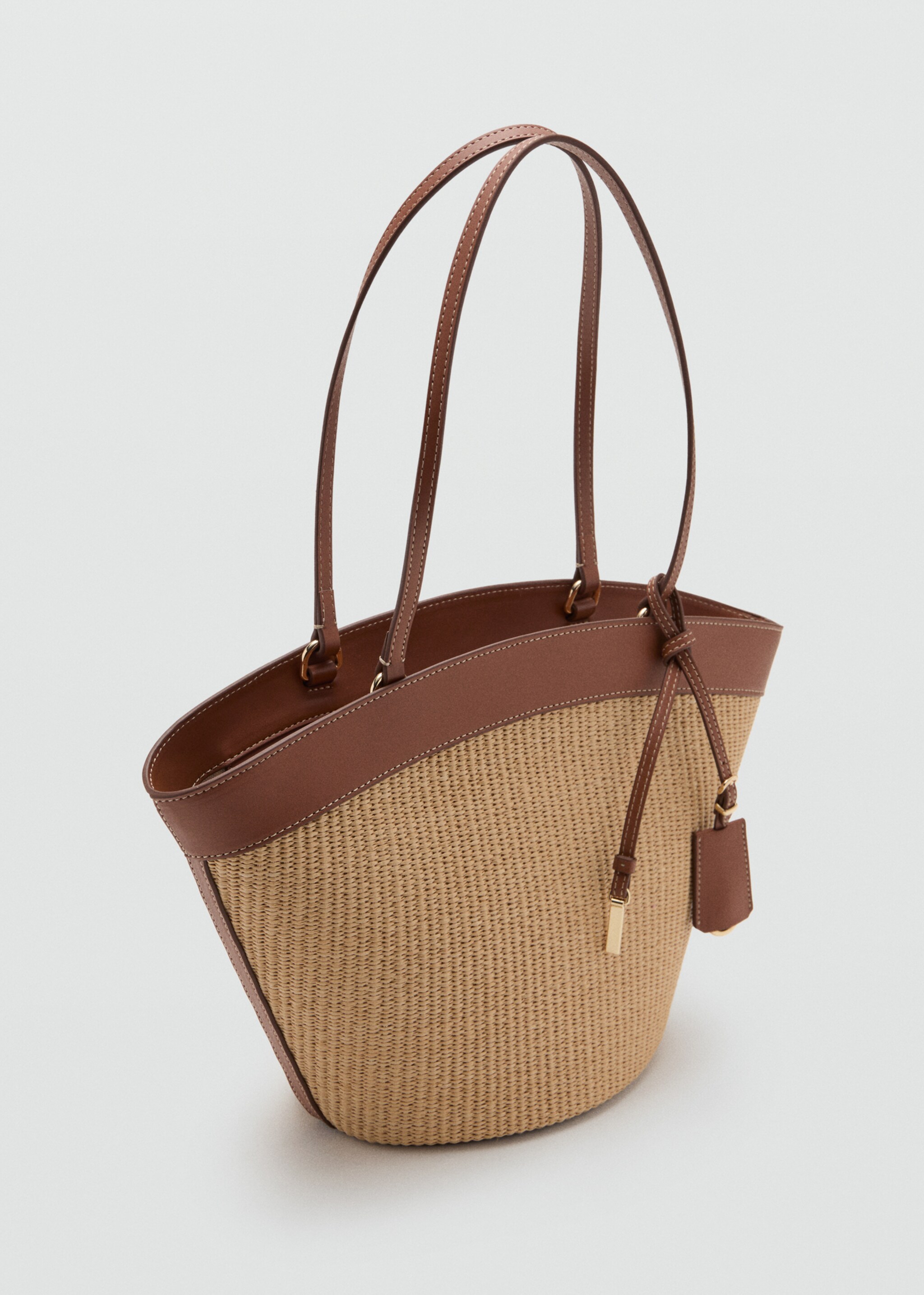 Contrast canvas shopper bag - Medium plane, Leather. Ref: 27085983-00.