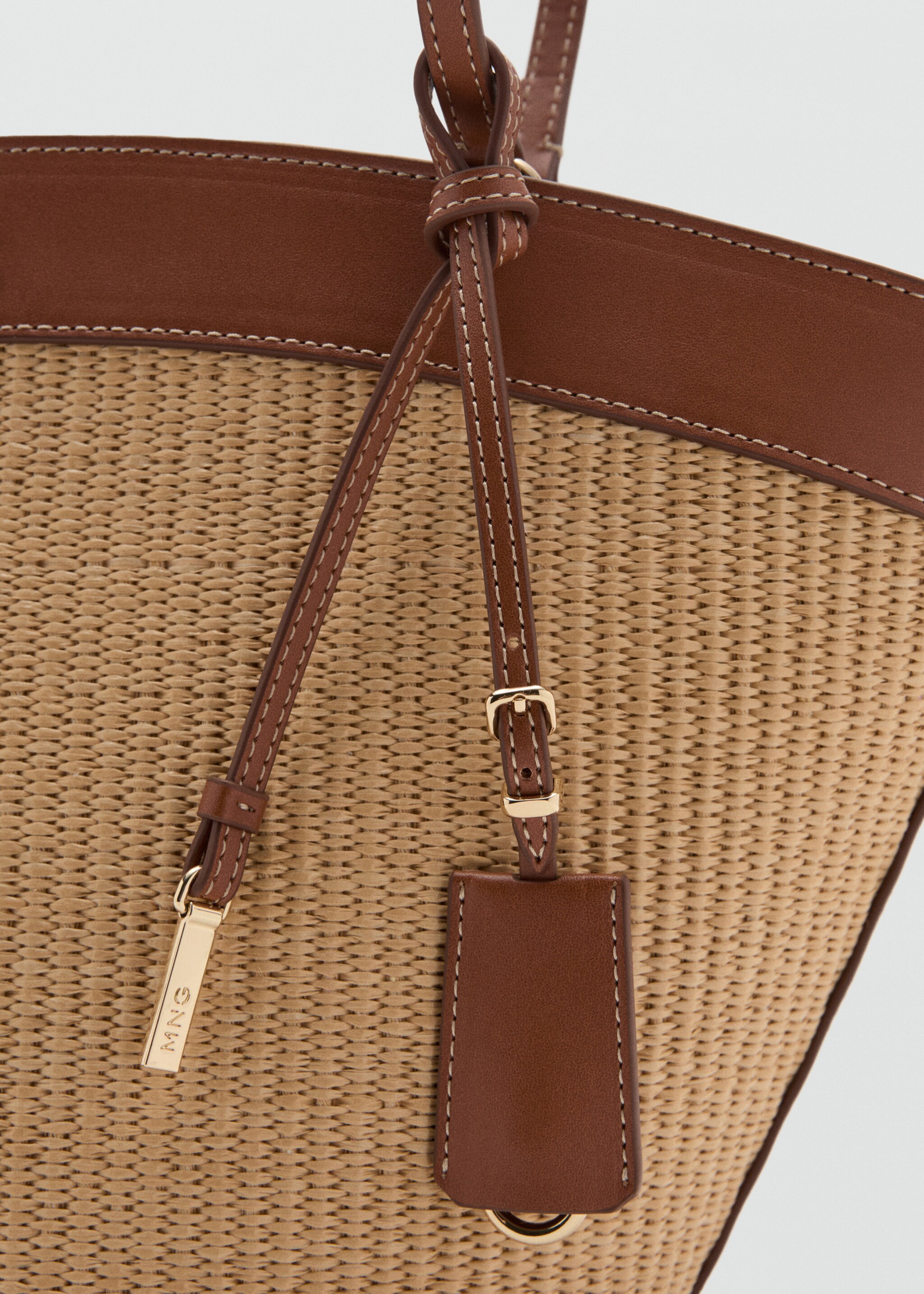 Contrast canvas shopper bag - Details of the article 1, Leather. Ref: 27085983-00.