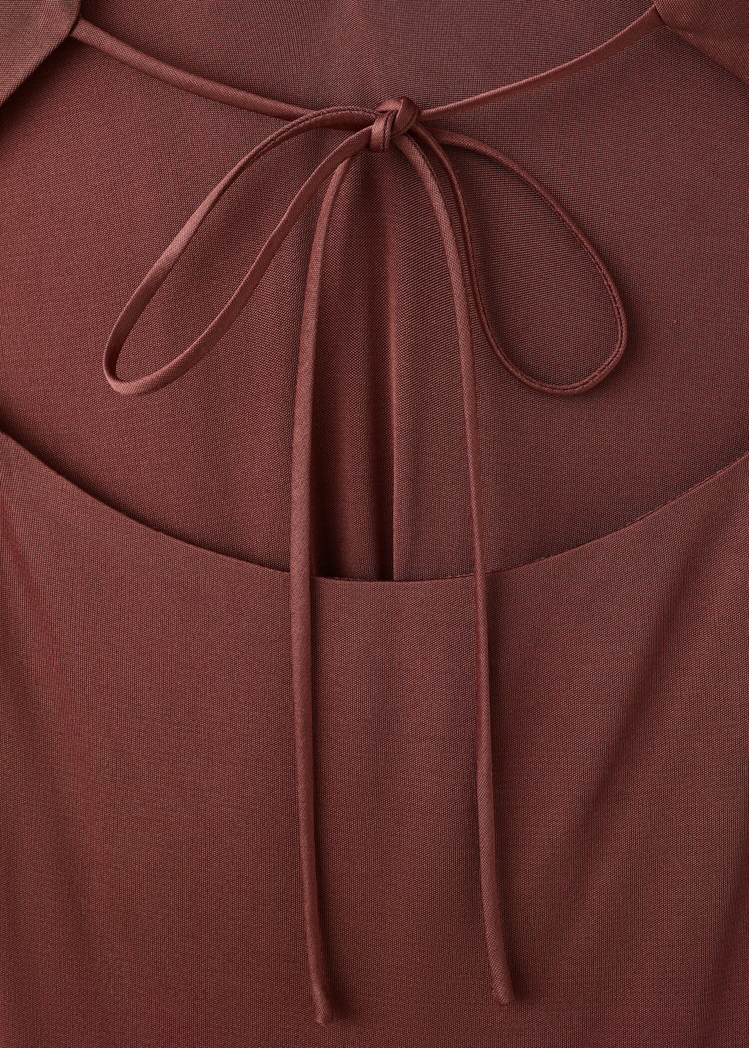 Satin knit dress with a draped neckline - Details of the article 0