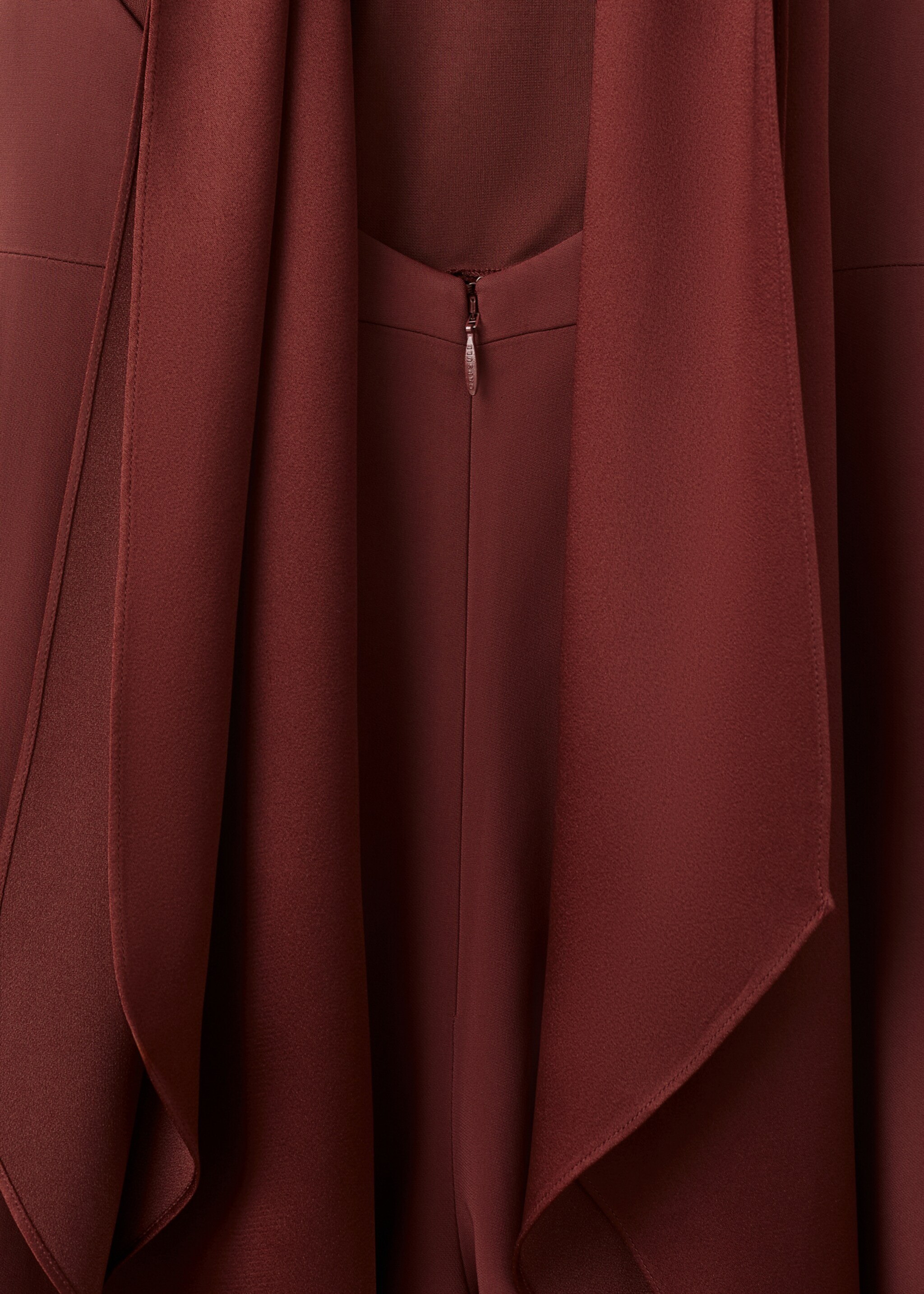 Halter neck jumpsuit with combined detailing - Details of the article 8, Burnt Orange. Ref: 27085992-00.