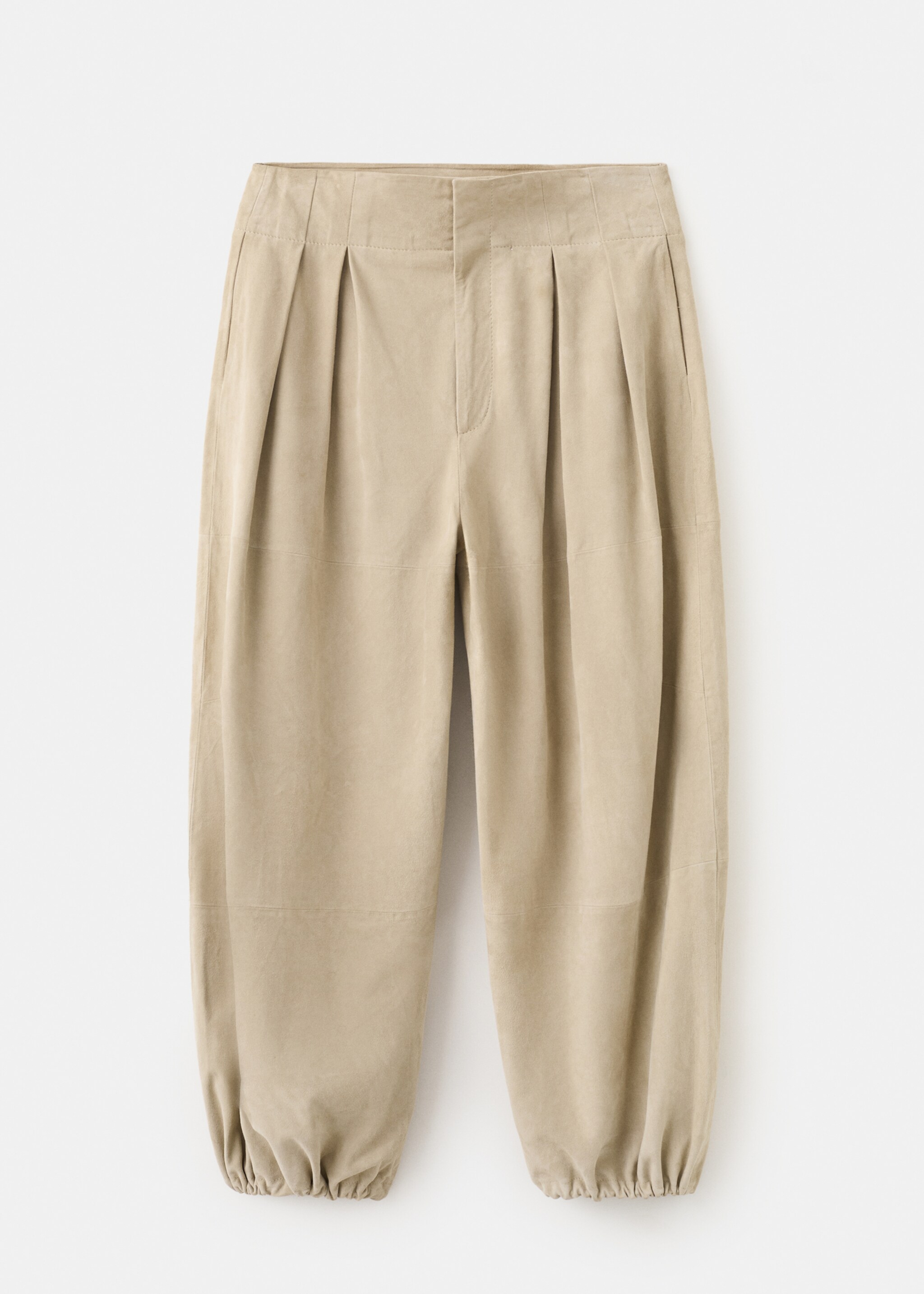 بنطال بالون من الجلد بتفاصيل طيات - منتج دون نموذج, رملي. Ref: 27085997-00.