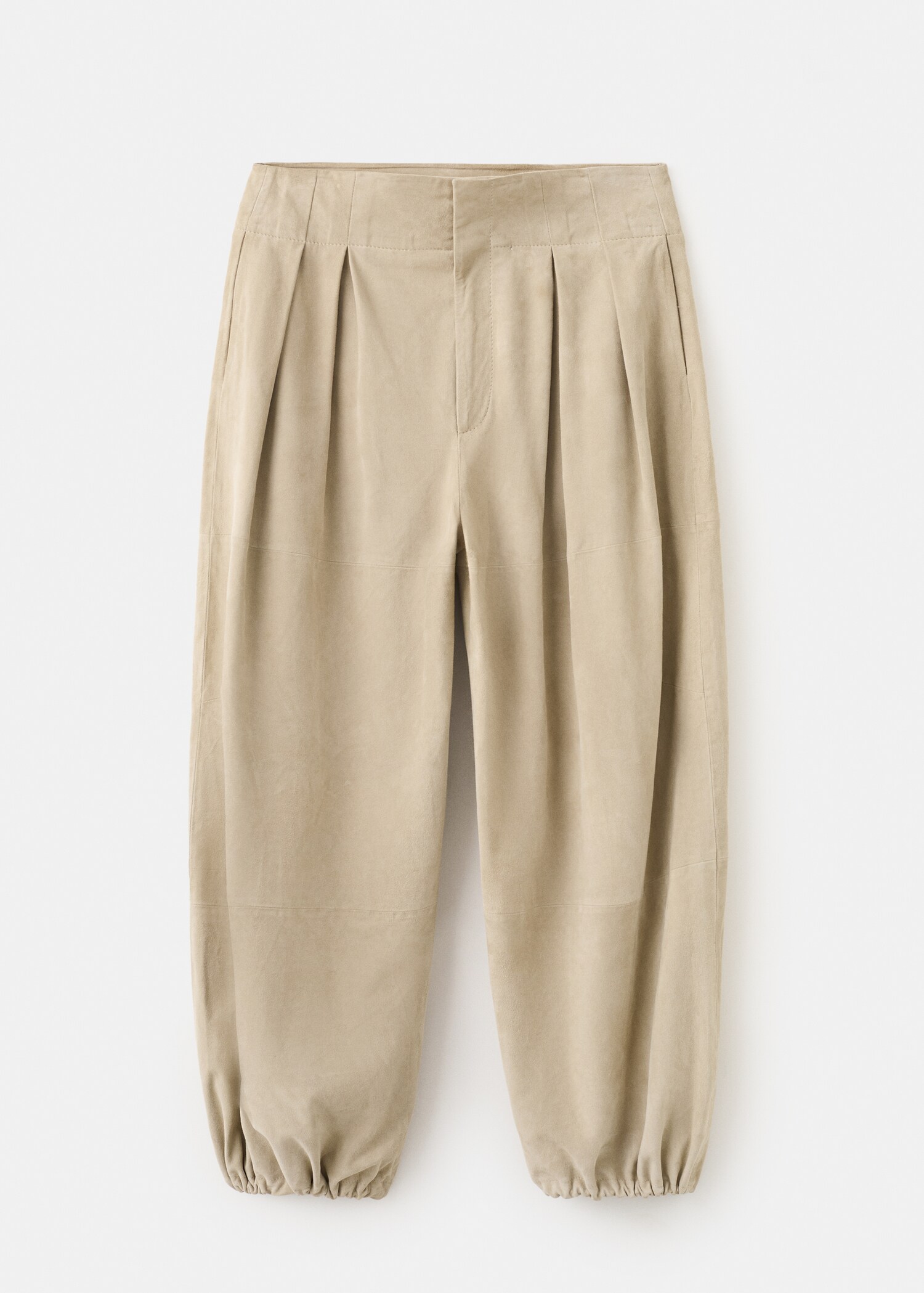 بنطال بالون من الجلد بتفاصيل طيات - منتج دون نموذج