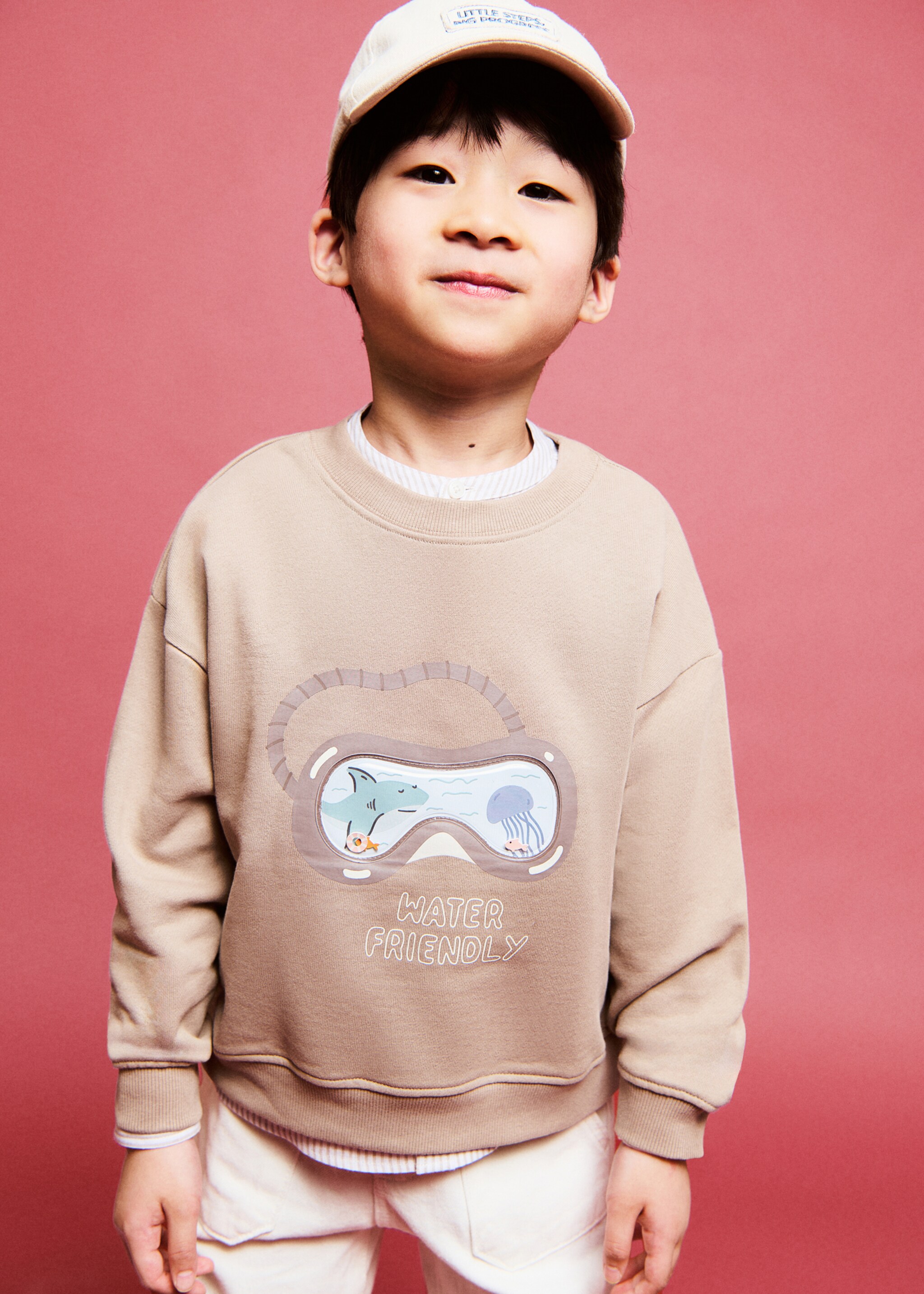Printed cotton sweatshirt - Medium plane, Medium Brown. Ref: 27086343-00.