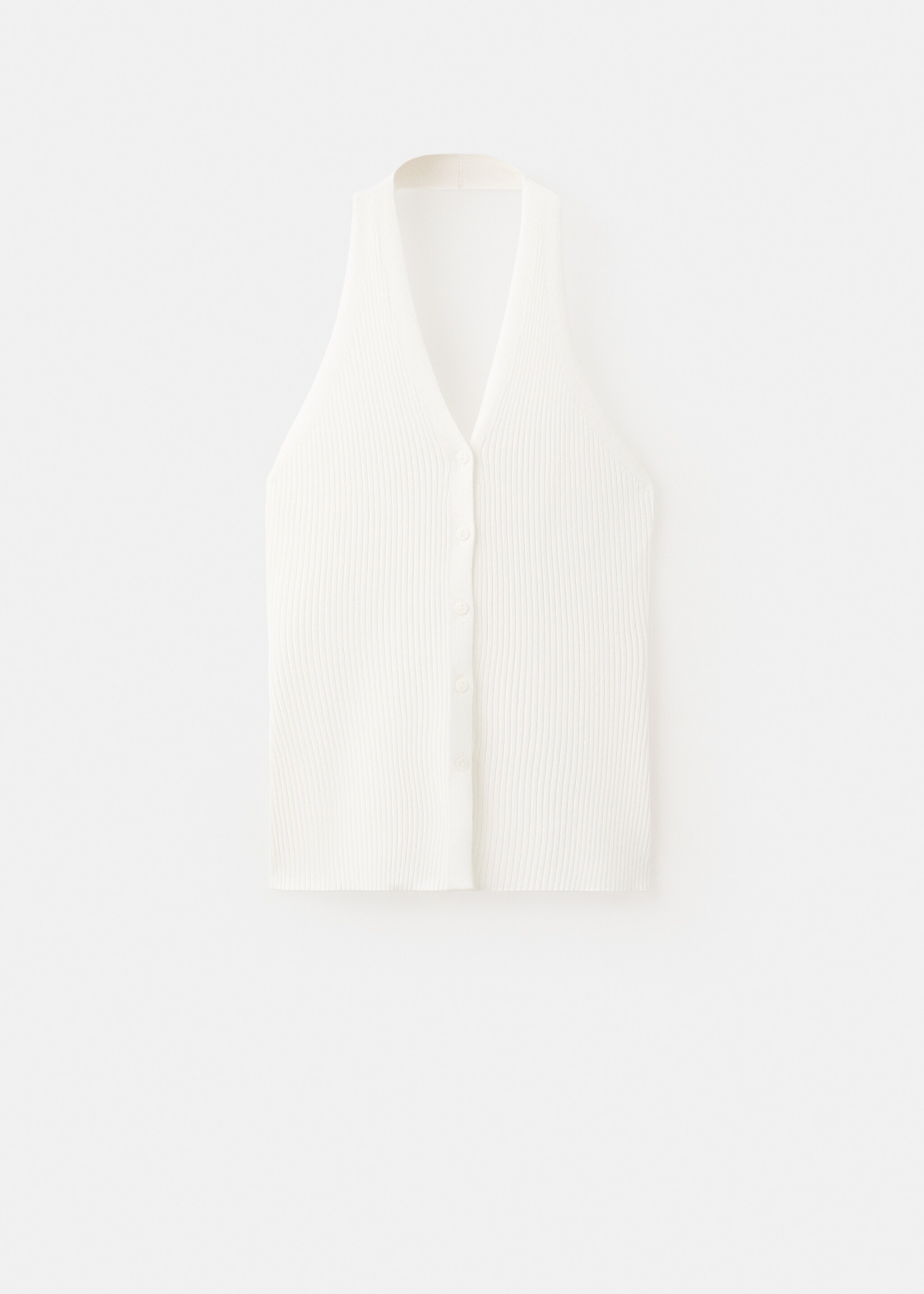 Ribbed halter neck top - Article without model, White. Ref: 27086347-00.