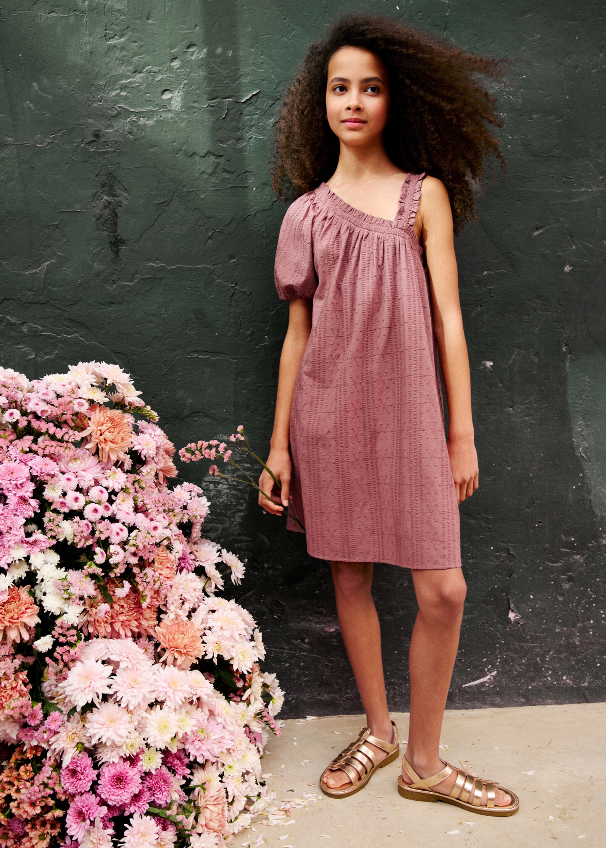 Robe asymétrique brodée - Détail de l'article 5, Rose. Ref: 27086348-00.