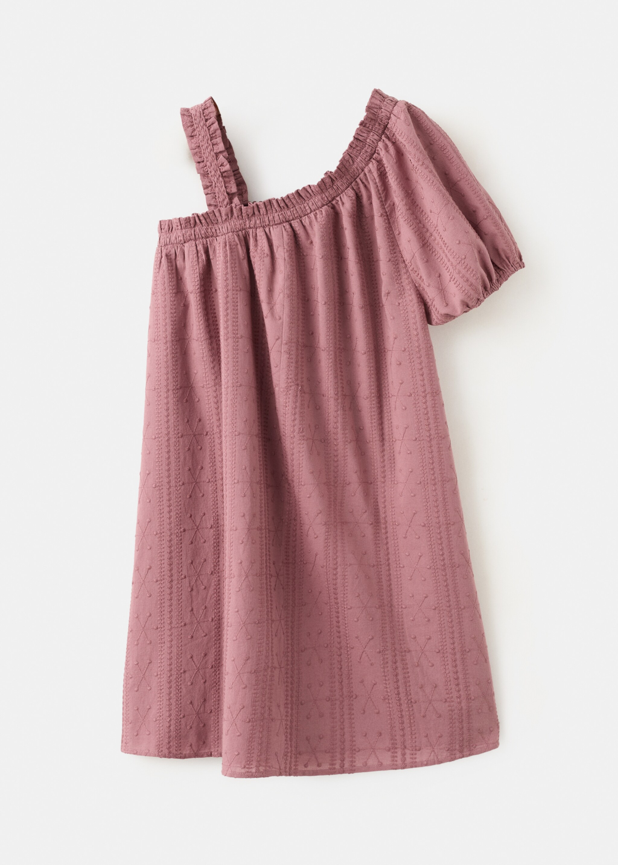 Robe asymétrique brodée - Verso de l’article, Rose. Ref: 27086348-00.