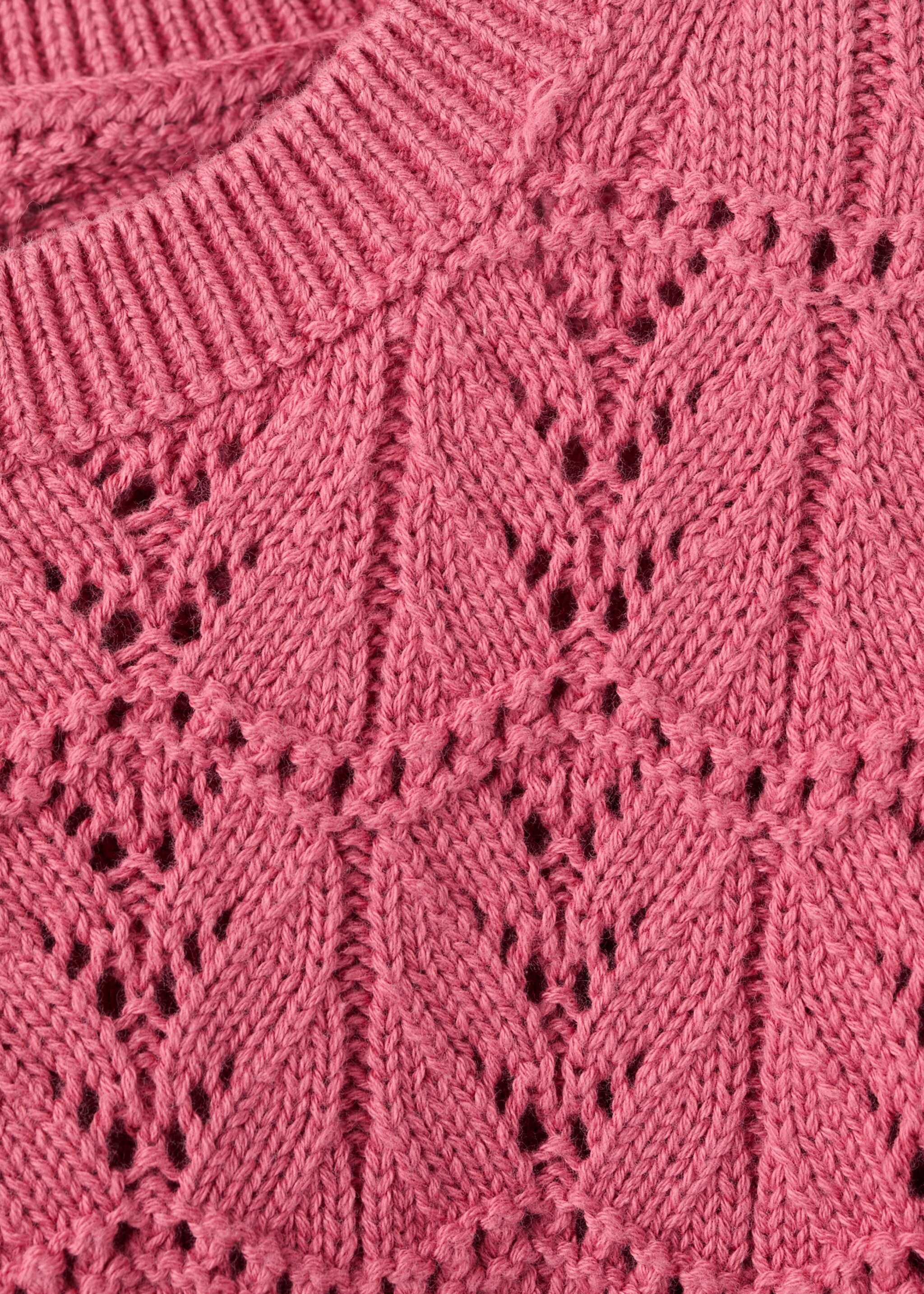 Openwork short-sleeved sweater - Details of the article 8, Strawberry. Ref: 27086350-00.