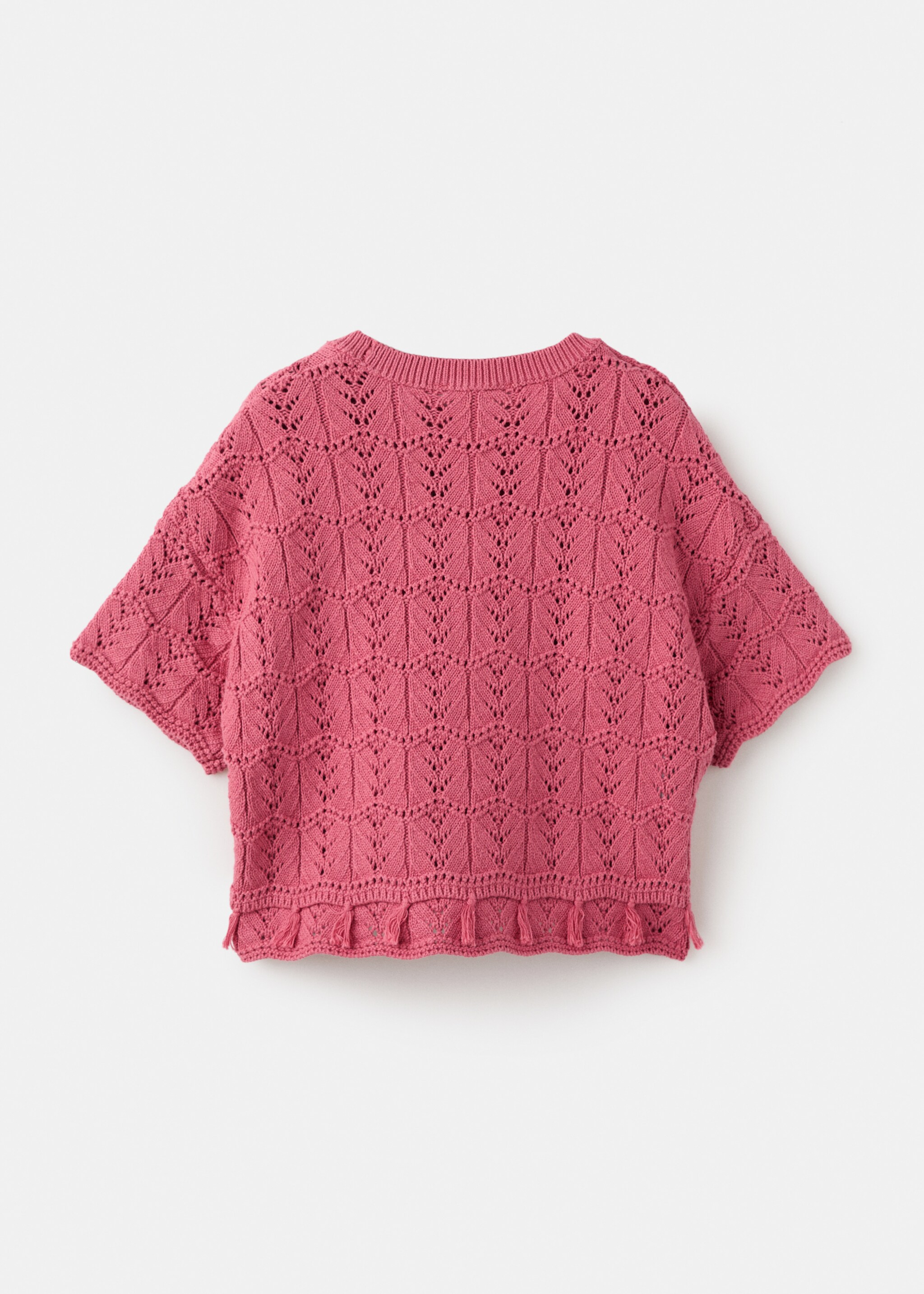 Openwork short-sleeved sweater - Reverse of the article, Strawberry. Ref: 27086350-00.