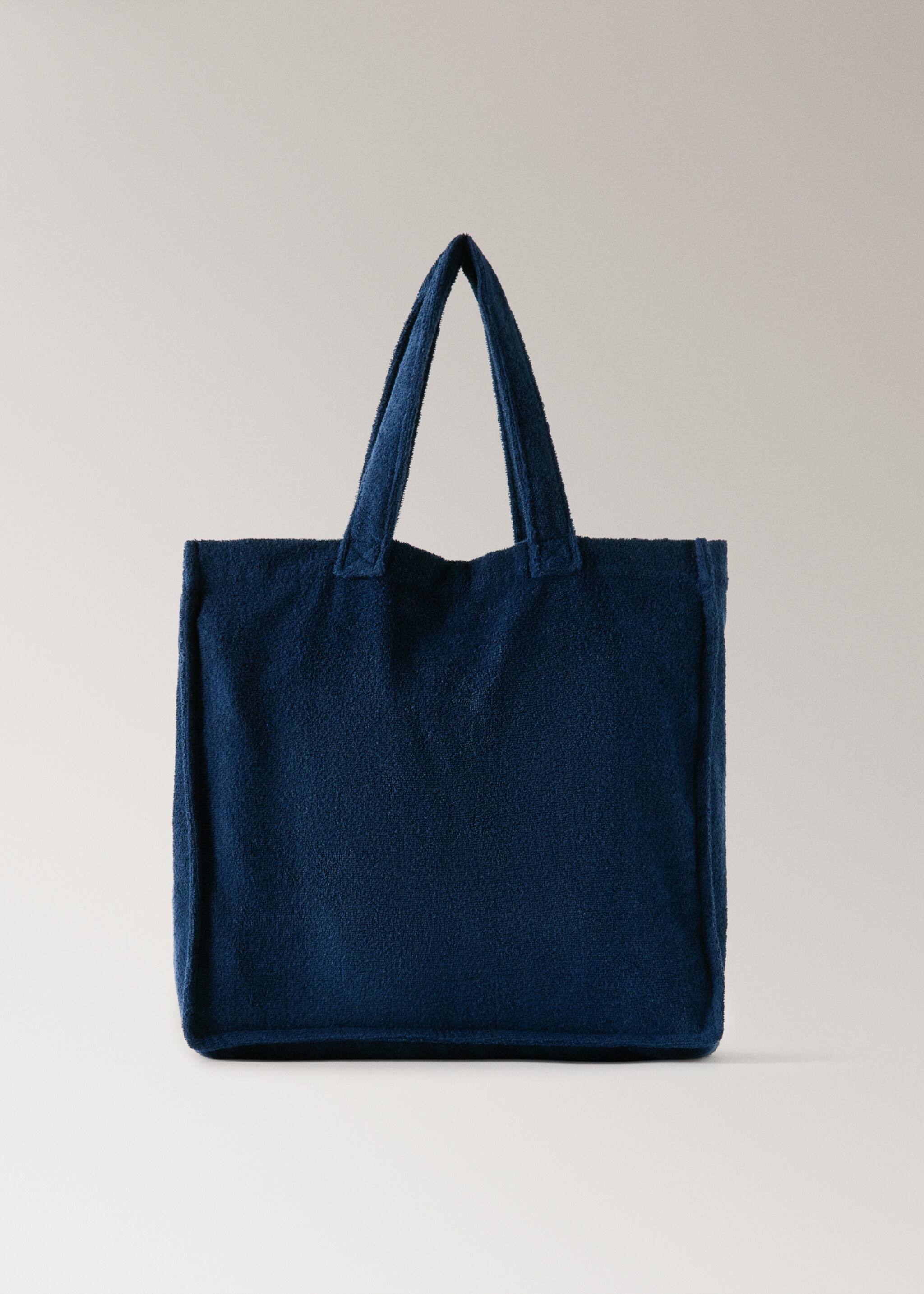 Terry cotton tote bag - Article without model, Navy. Ref: 27086357-00.