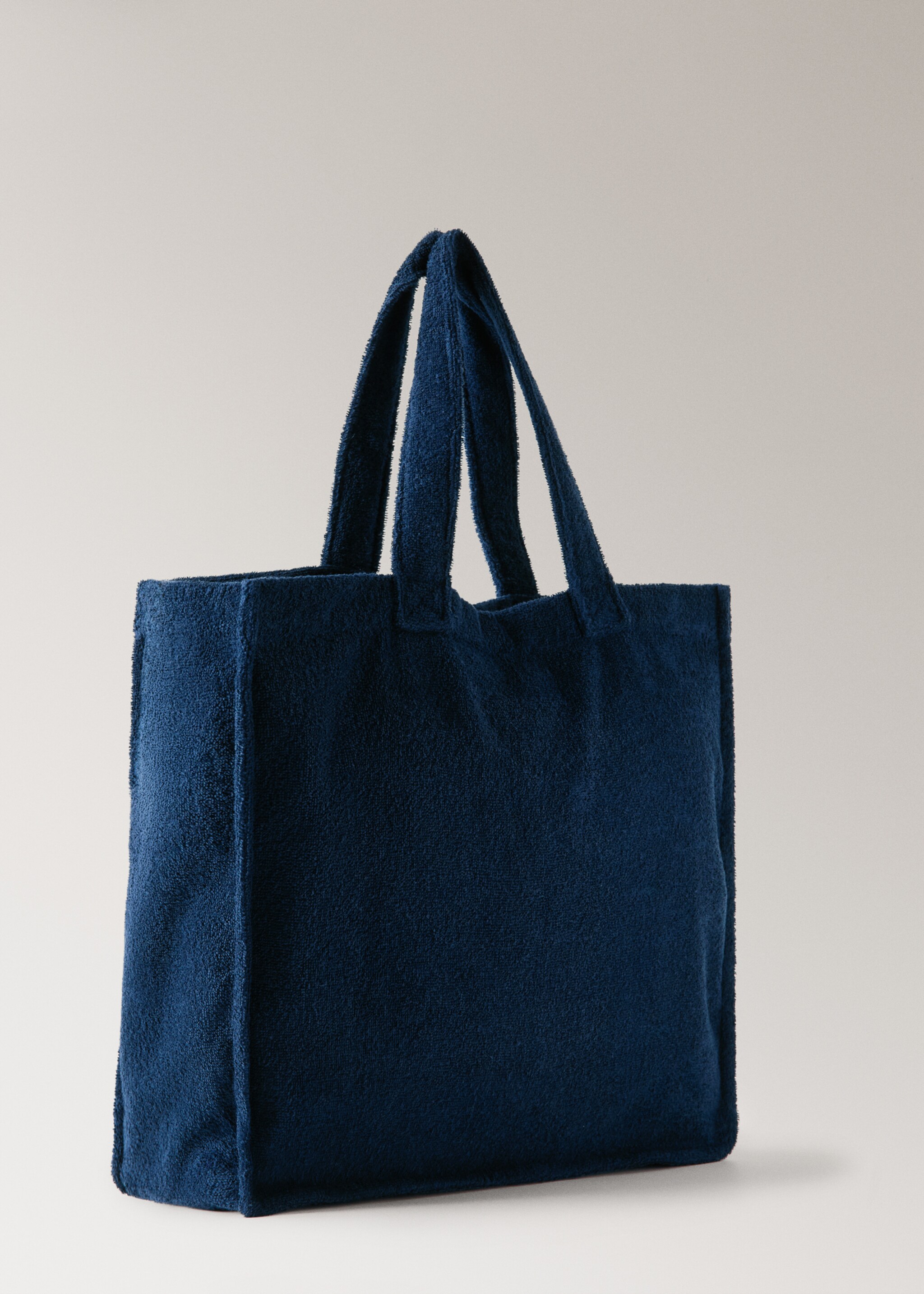Terry cotton tote bag - Details of the article 1, Navy. Ref: 27086357-00.