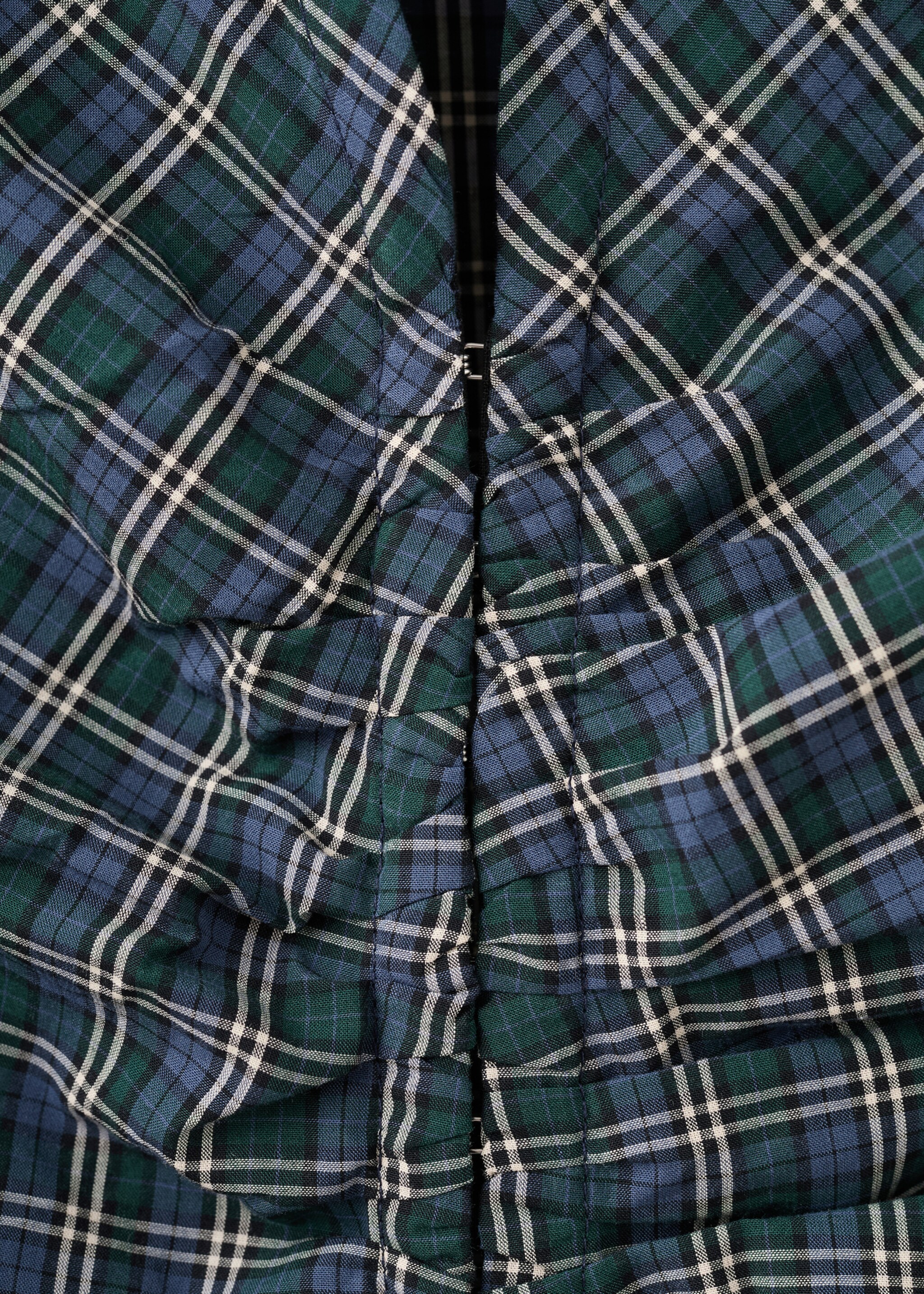 Gathered check blouse - Details of the article 0, Blue. Ref: 27086361-00.