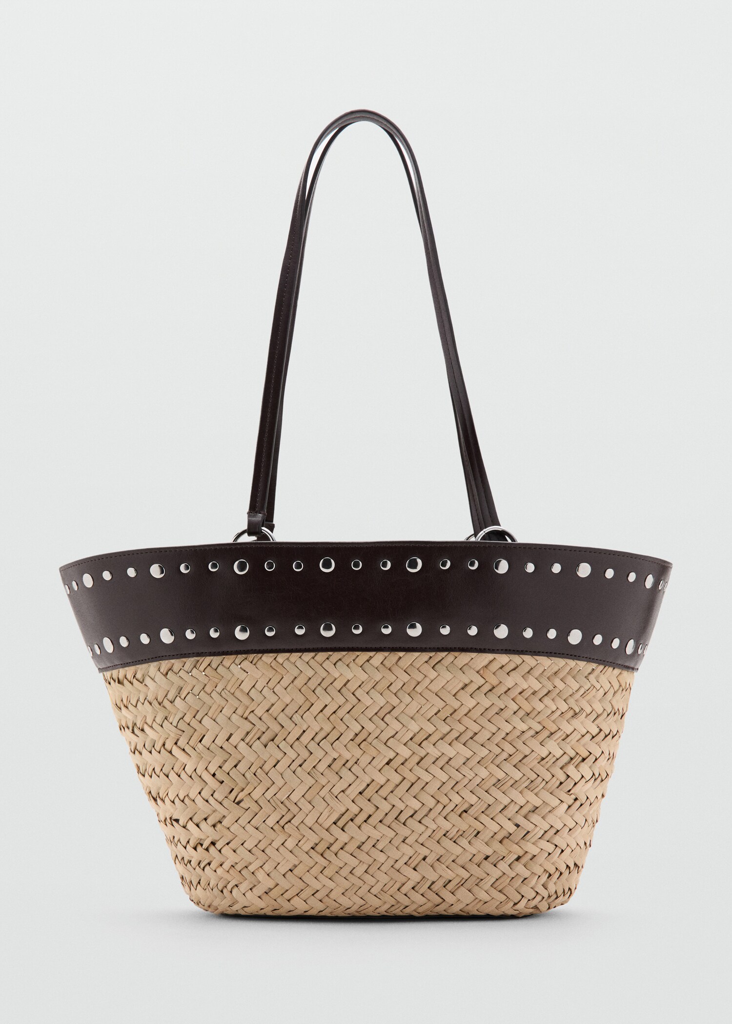 Raffia shopper bag with studs - Article without model