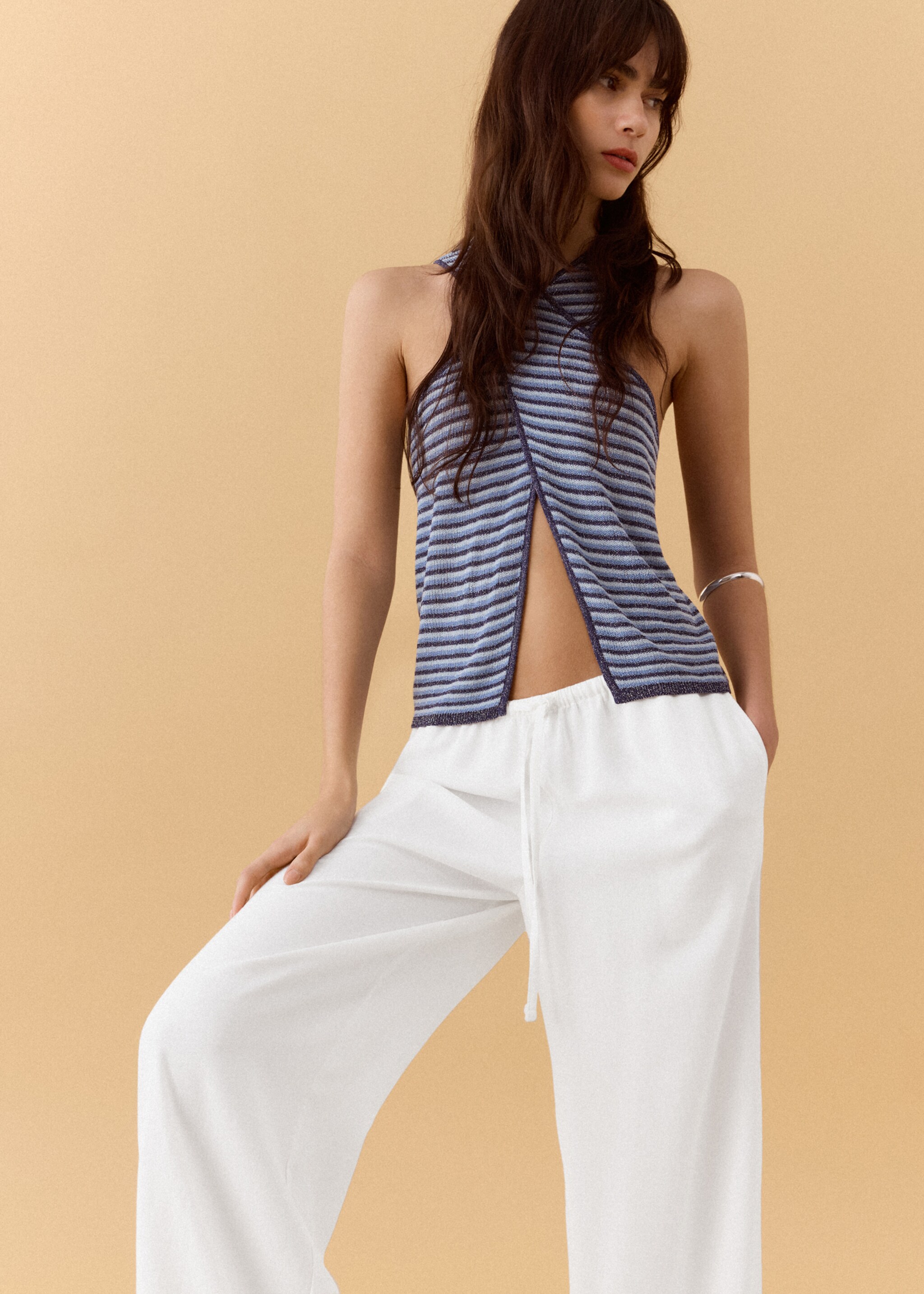 Pantalon droit fluide - Détail de l'article 4, Blanc cassé. Ref: 27086713-00.