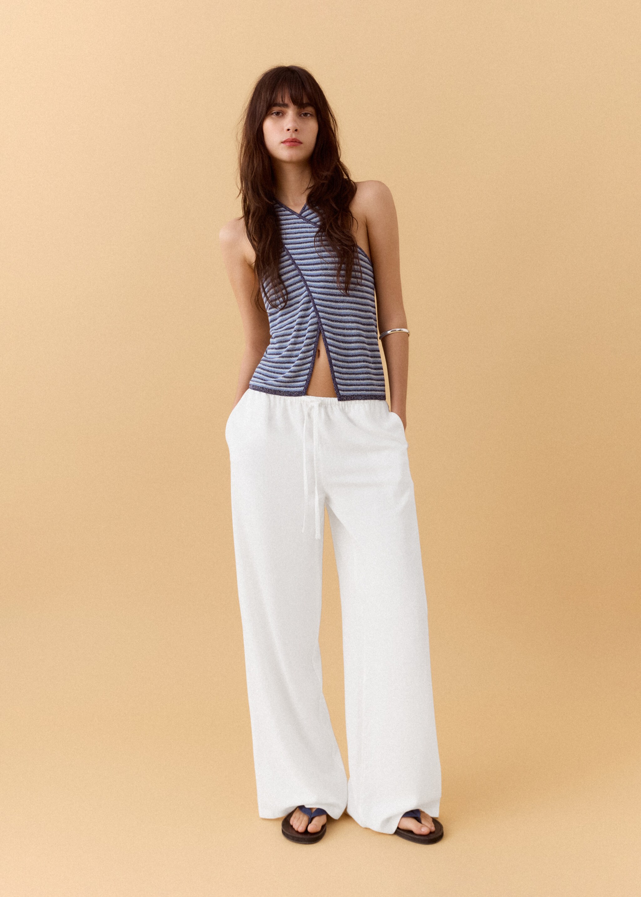 Pantalon droit fluide - Détail de l'article 6, Blanc cassé. Ref: 27086713-00.