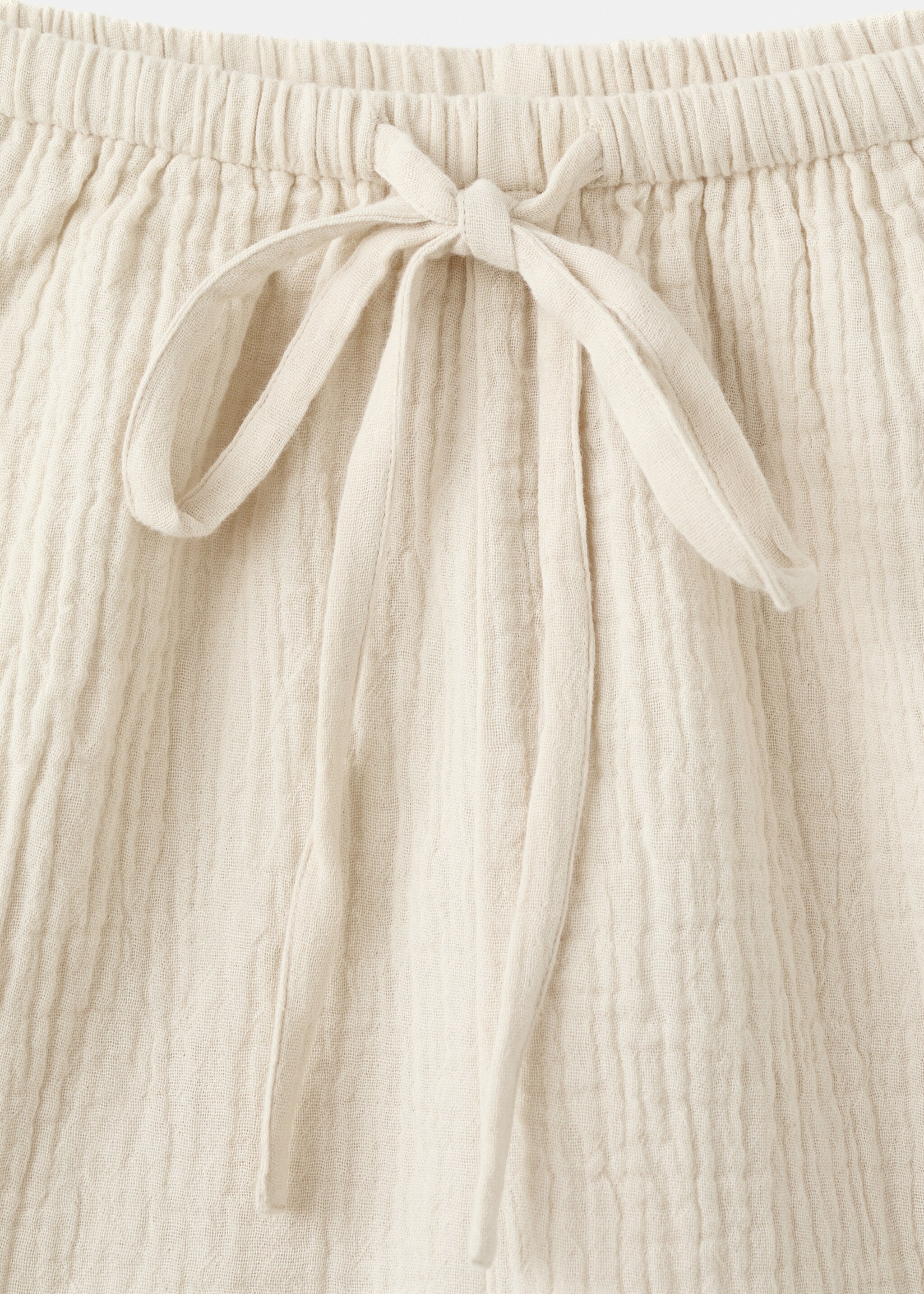 Plain cotton pajama shorts - Details of the article 8, Ecru. Ref: 27086719-00.