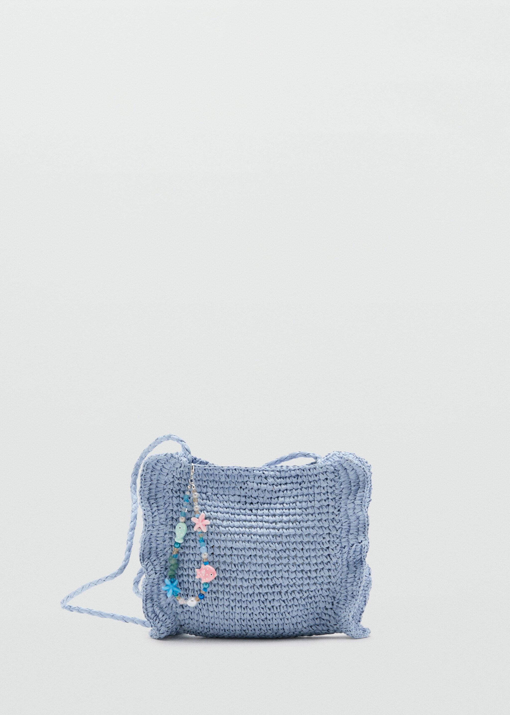 Natural fibre charm handbag - Article without model, Sky Blue. Ref: 27086727-00.